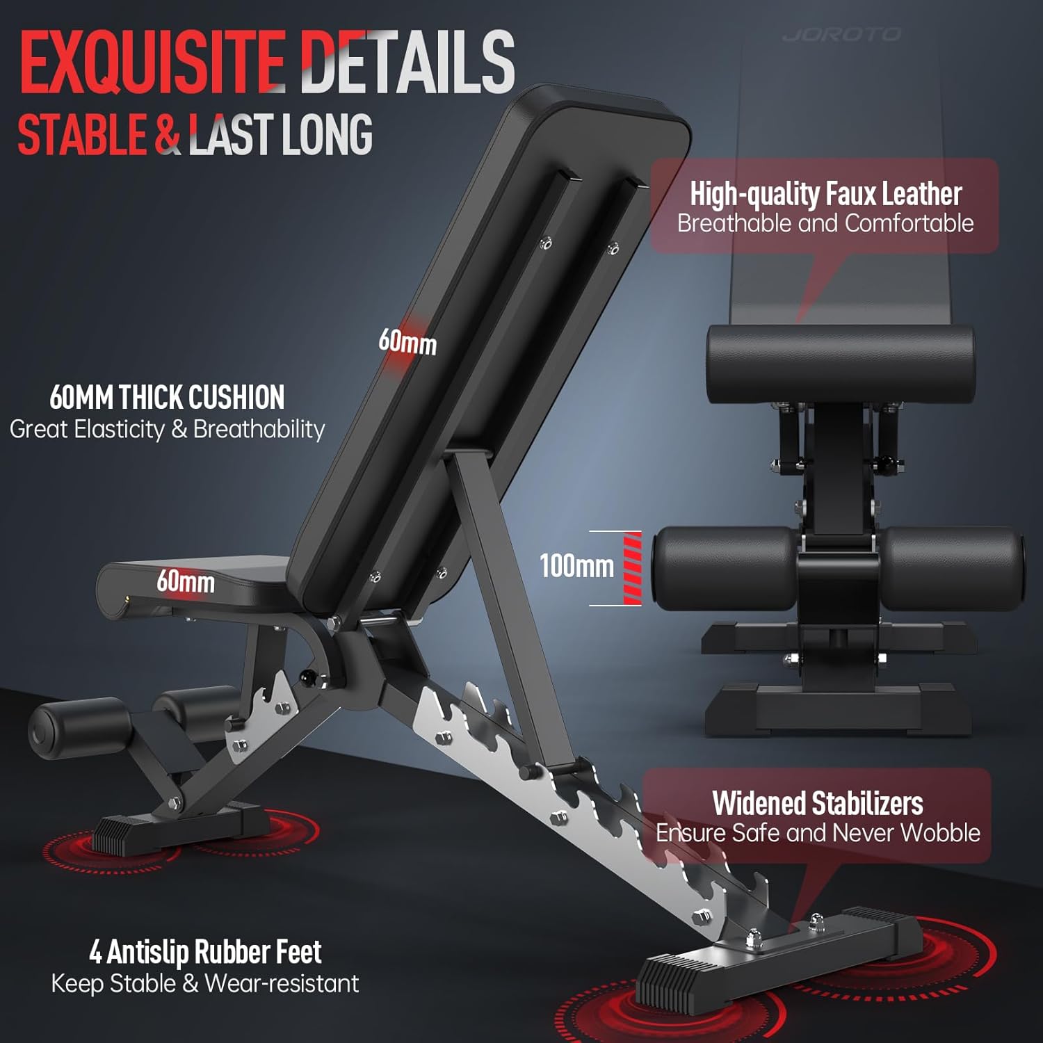 JOROTO Prensa de banco de pesas ajustable, banco de entrenamiento plegable de carga de 700 libras/800 libras/1000 libras para entrenamiento de fuerza de cuerpo completo