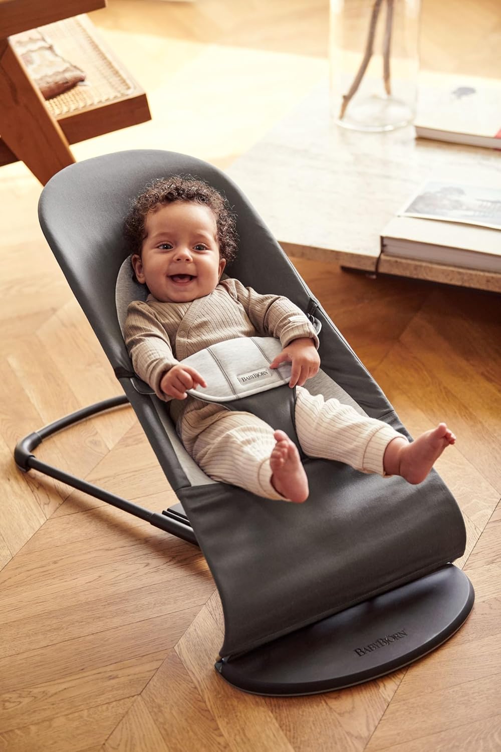 BabyBjörn Hamaca Balance Soft, Tejido/Jersey, Salvia claro/Gris