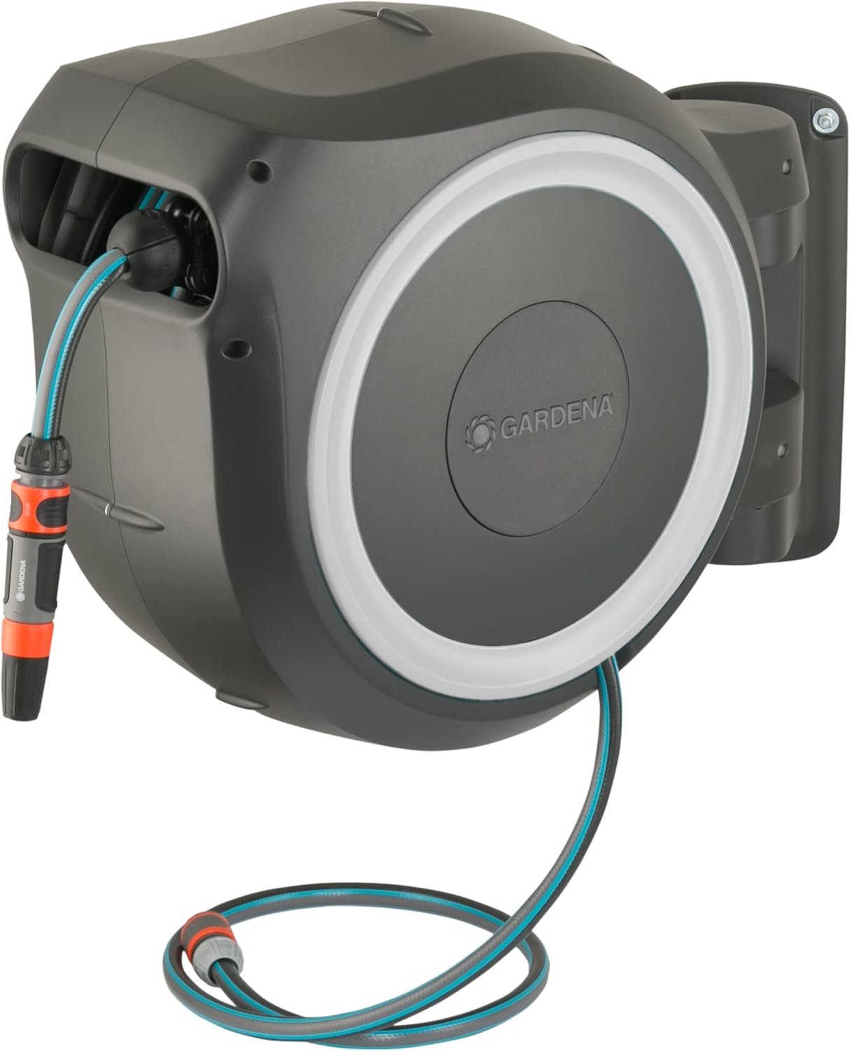 Gardena Rollup L-Caja de Manguera de Pared (30 m), Color, Turquesa, Negro, Gris, Naranja, Blanco, 18627-20