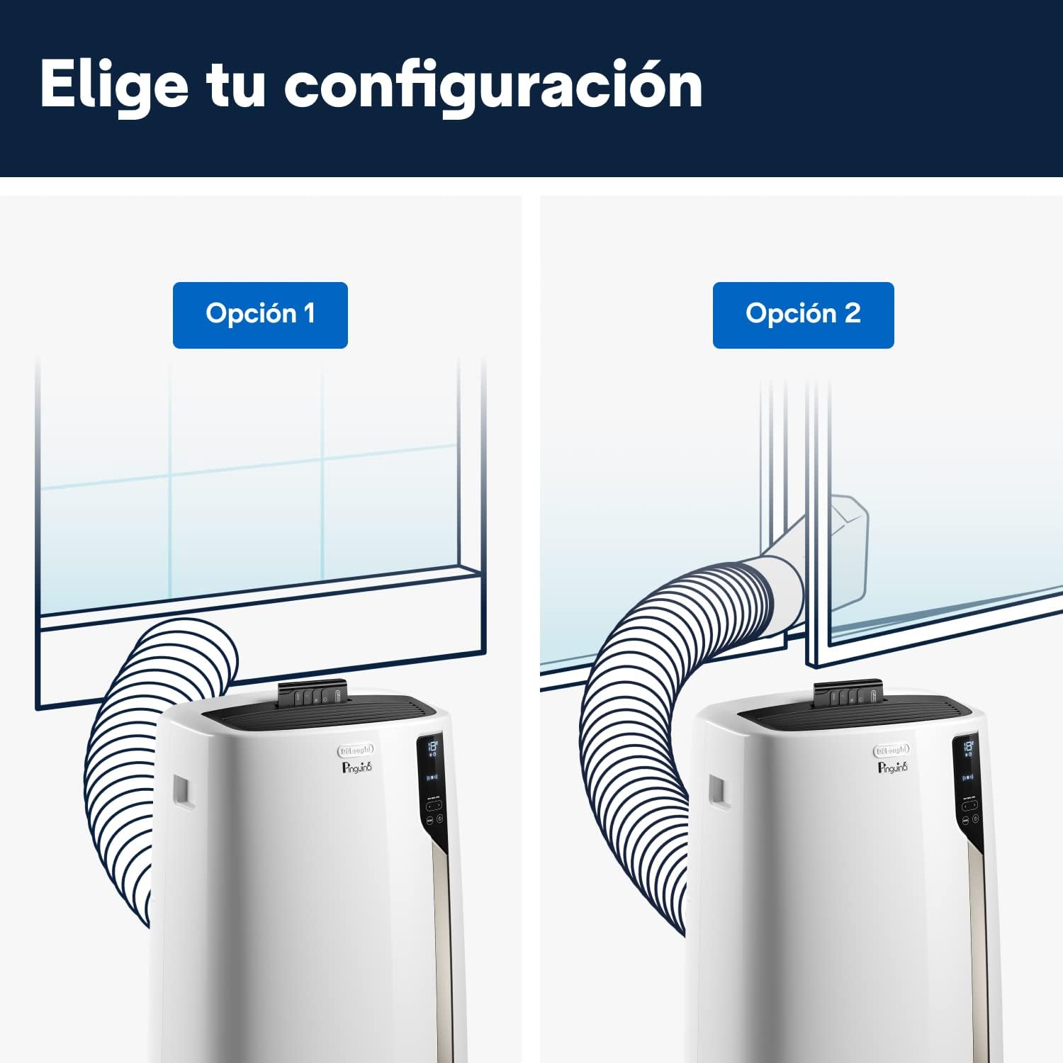 Pingüino PACEL98 ECO Silent Aire Acondicionado Portátil Silencioso con Tecnología Eco Real Feel, Interfaz Digital, Función Deshumidificadora, 2.7 kW, 64 dB, Plástico, Blanco, Clasa A, 100m3