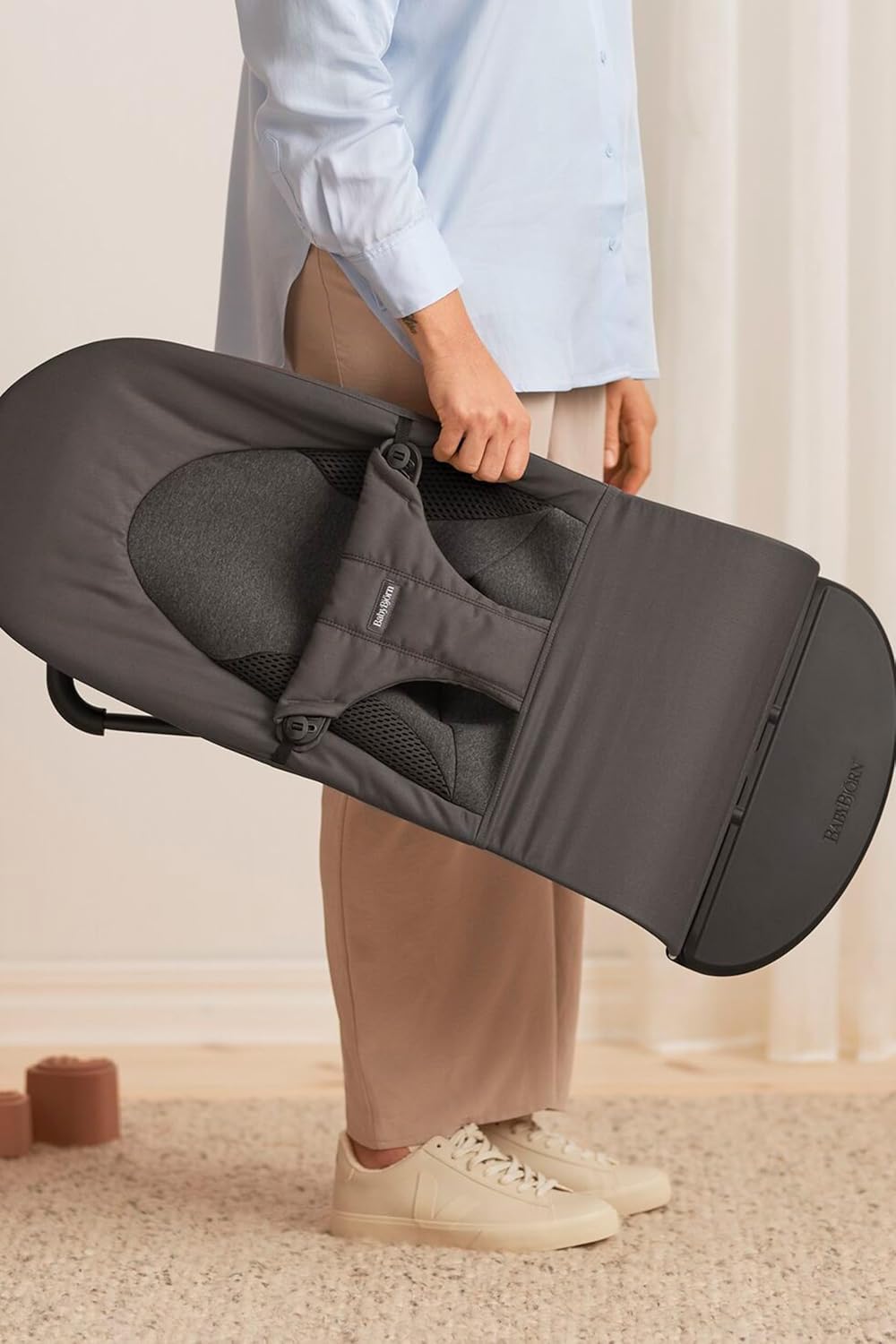 BabyBjörn Hamaca Balance Soft, Tejido/Jersey, Salvia claro/Gris