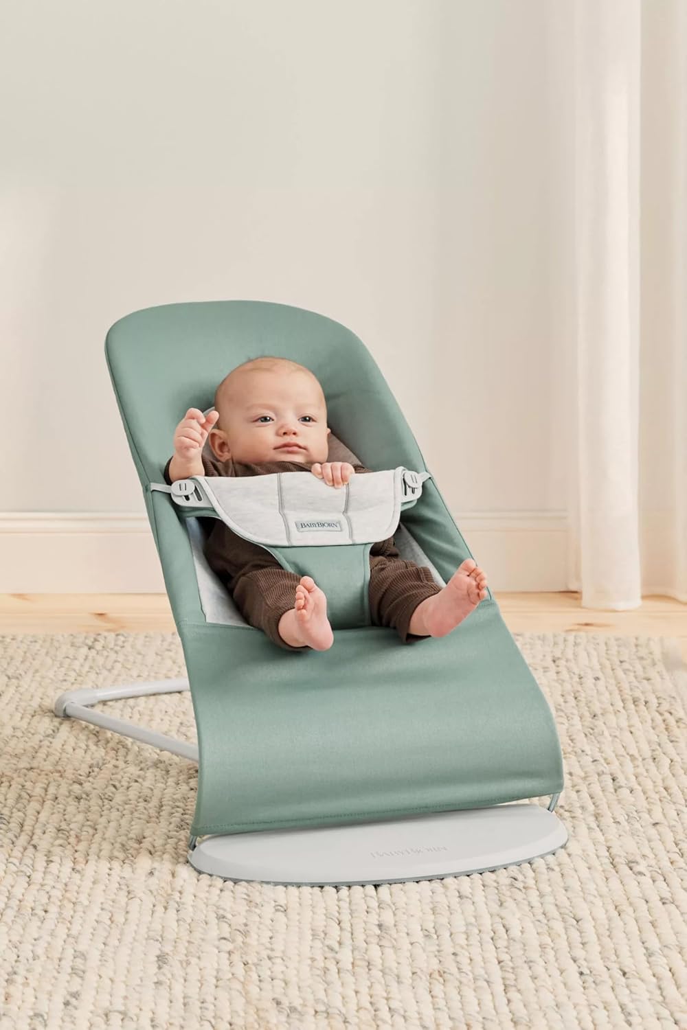 BabyBjörn Hamaca Balance Soft, Tejido/Jersey, Salvia claro/Gris