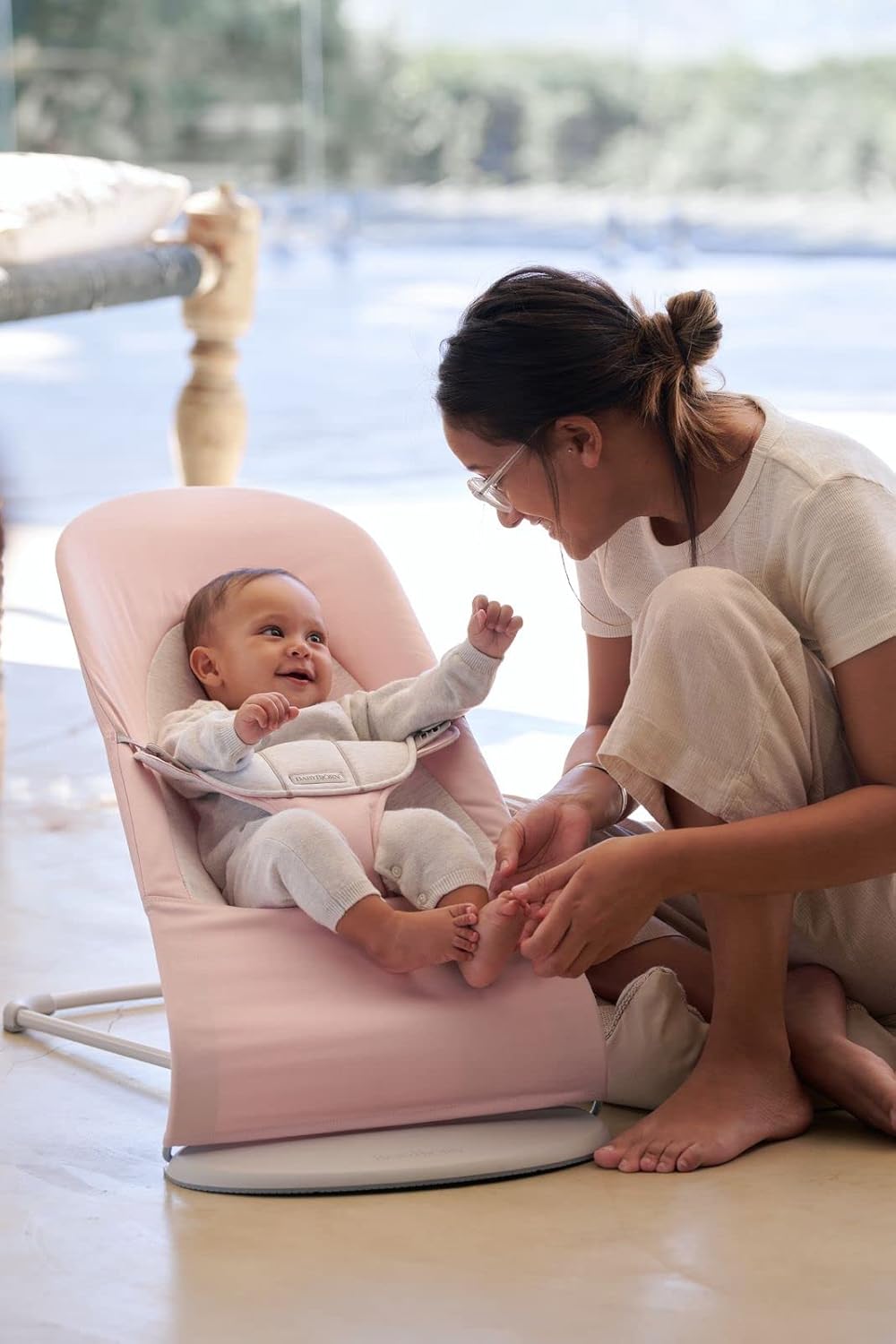 BabyBjörn Hamaca Balance Soft, Tejido/Jersey, Salvia claro/Gris