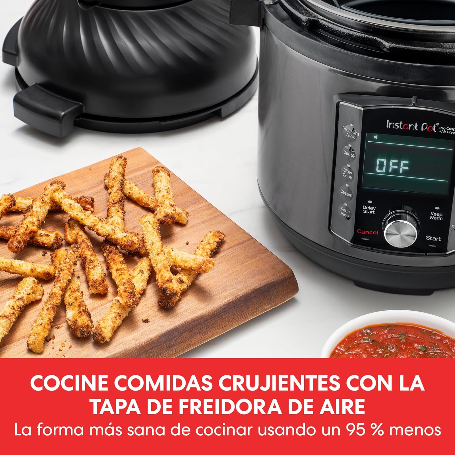 Instant Pot Pro Crisp 11 en 1 Olla Eléctrica a Presión Multiusos con Función de Freidora de Aire, Vaporera, Cocción Lenta, Parrilla, Sous Vide, Deshidratadora, 7,6 L, Acero inoxidable