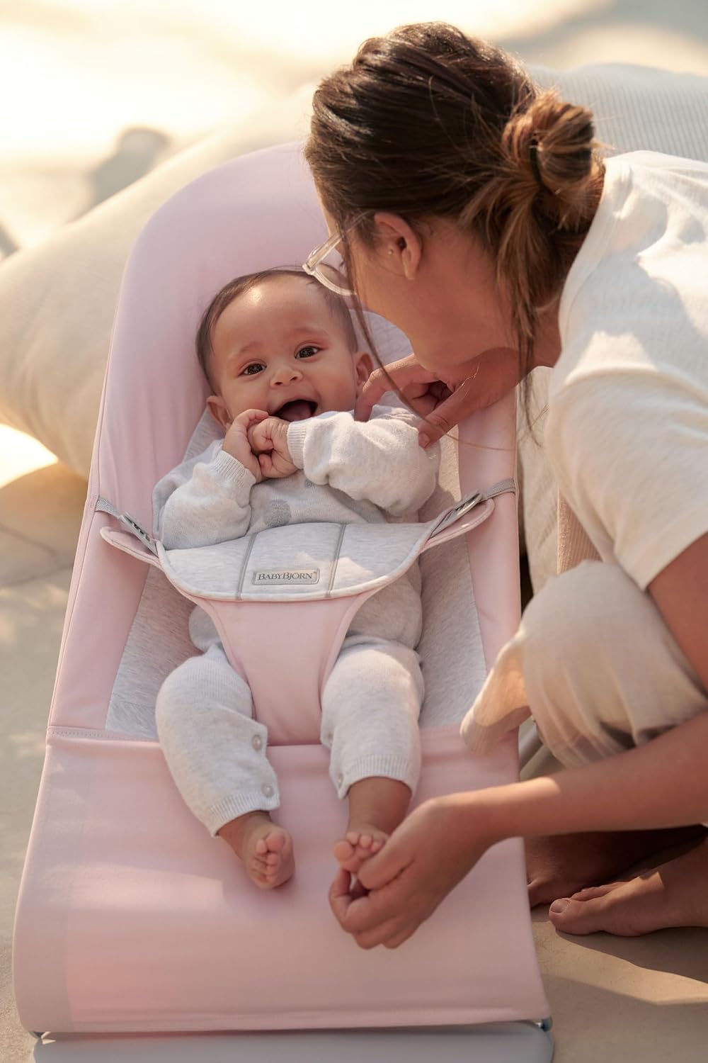 BabyBjörn Hamaca Balance Soft, Tejido/Jersey, Salvia claro/Gris