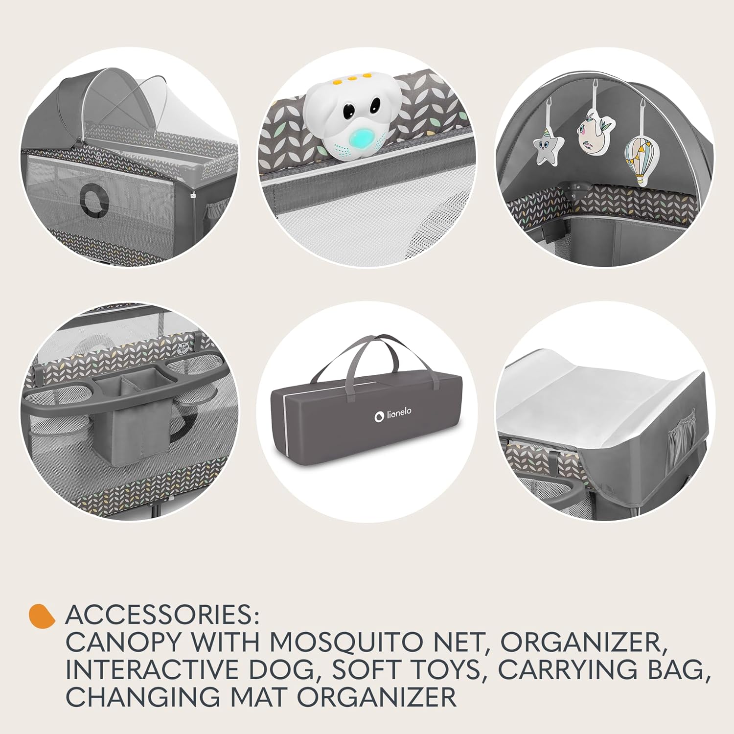 lionelo Sven Plus 2en1 Cuna de Viaje y Parque de bebés 0-36M para niños hasta 15 kg Función de Cambiador Mosquitero Apertura Lateral con Cremallera Ajuste de Altura Gris y Turquesa