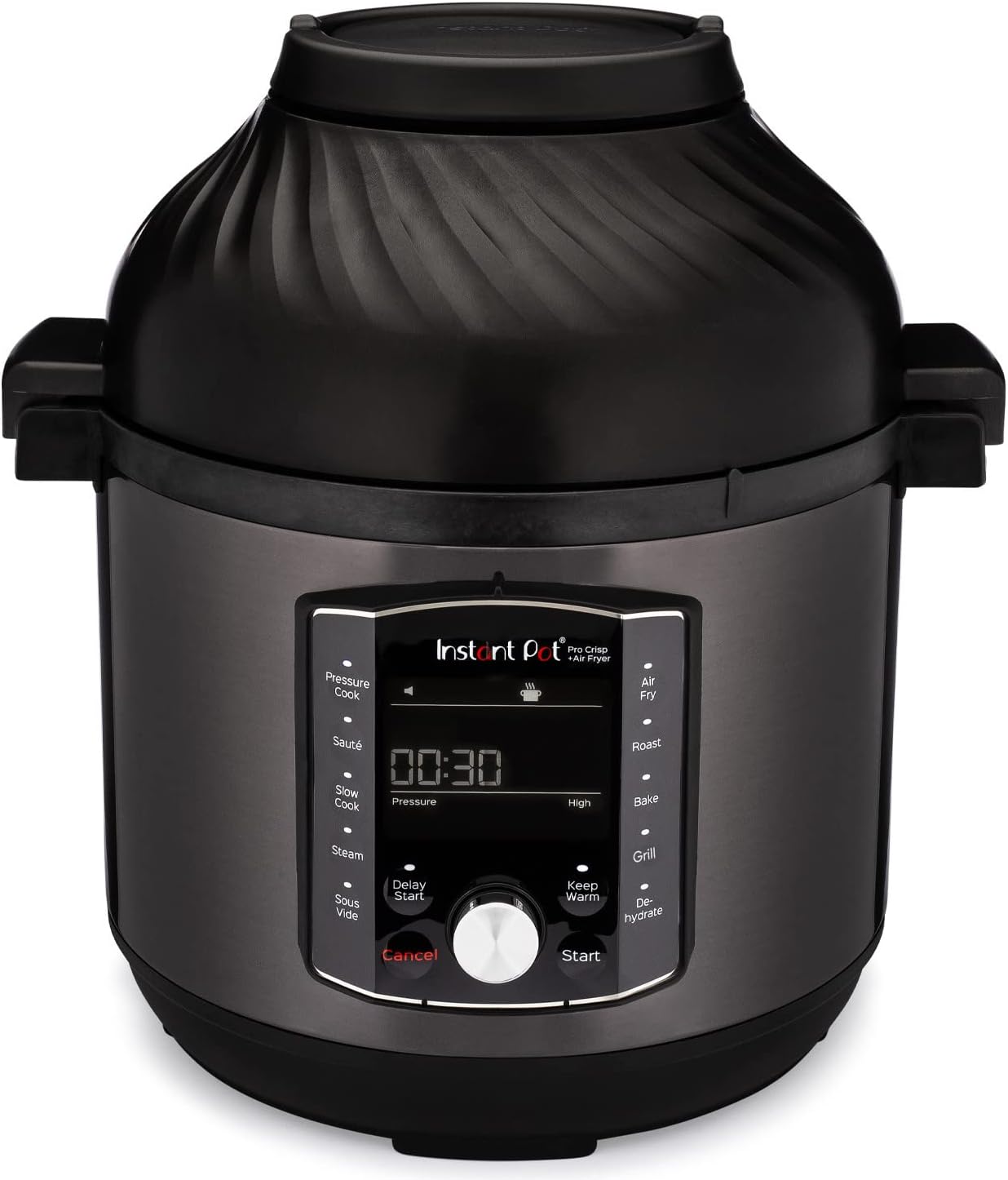 Instant Pot Pro Crisp 11 en 1 Olla Eléctrica a Presión Multiusos con Función de Freidora de Aire, Vaporera, Cocción Lenta, Parrilla, Sous Vide, Deshidratadora, 7,6 L, Acero inoxidable