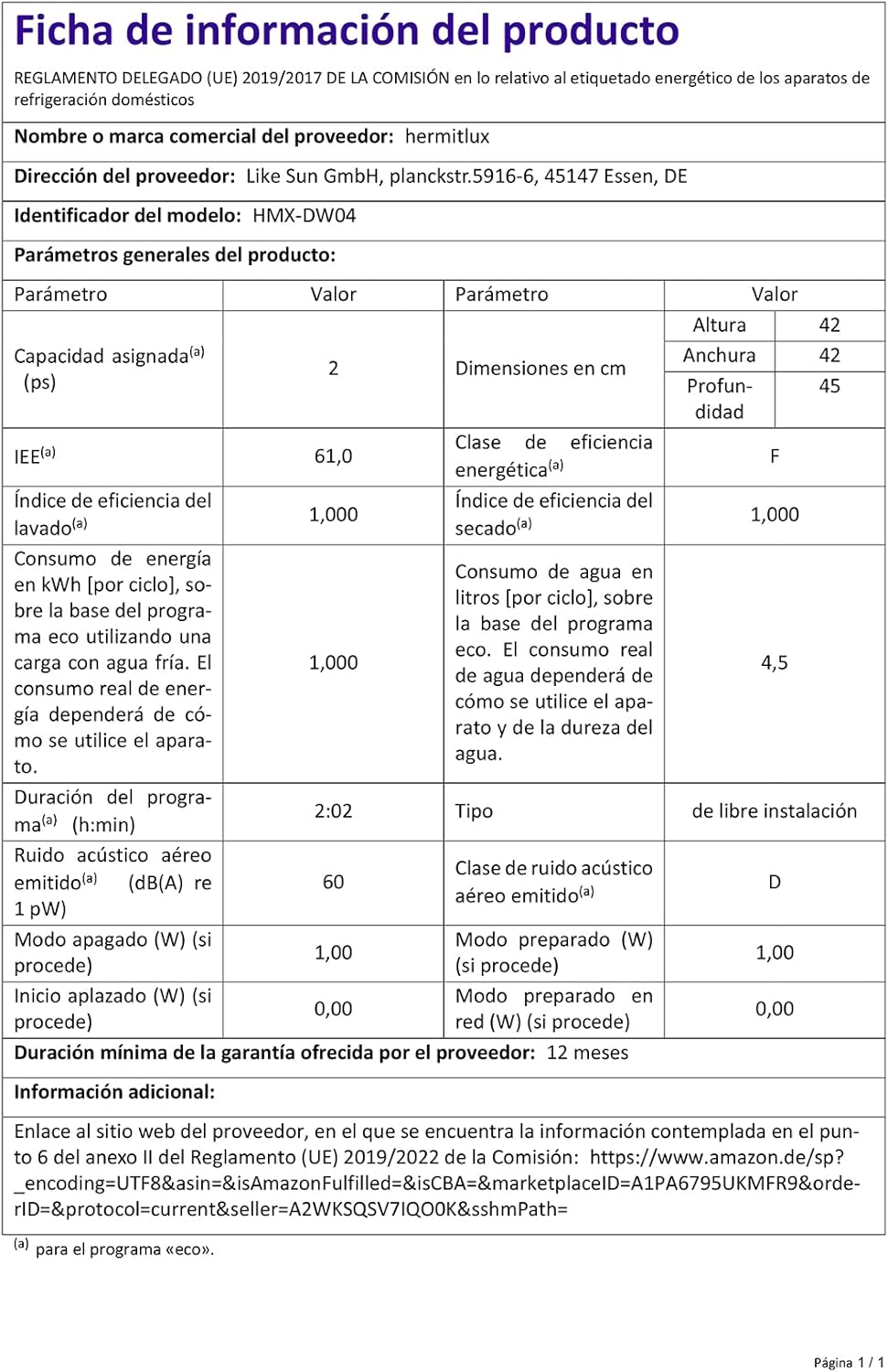 Mini lavavajillas compacto, para usar con o sin grifo, 43 cm de ancho, para 4 juegos, apto para camping, portatil, 175 kWh/año, Libre instalación, blanco