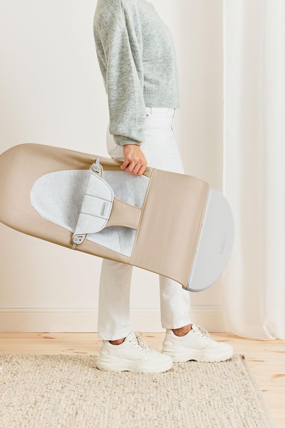 BabyBjörn Hamaca Balance Soft, Tejido/Jersey, Salvia claro/Gris