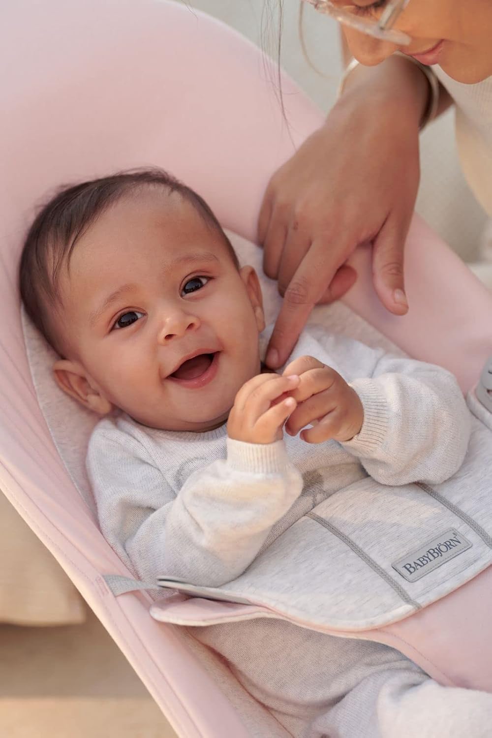 BabyBjörn Hamaca Balance Soft, Tejido/Jersey, Salvia claro/Gris