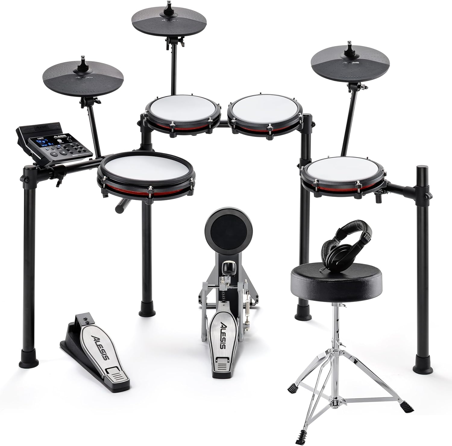 Alesis Nitro Max Kit Batería Electrónica con Parches Silenciosos de Malla, Caja de Doble Zona de 10