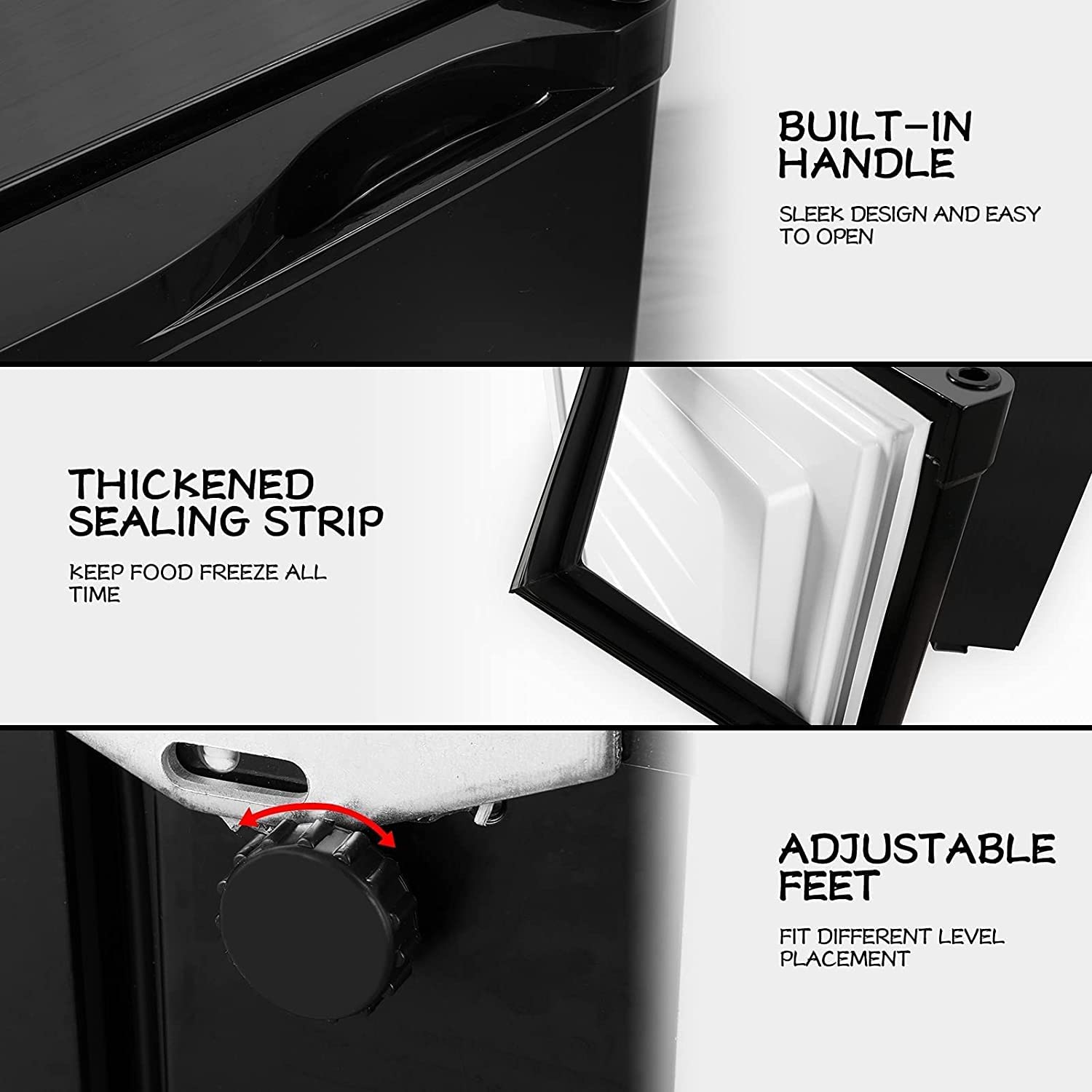 Mini Congelador, Pequeño Congelador Vertical, 31L, -14℃ a -20℃, Negro, Temperatura Regulable, Silenciosos para Hogares, Oficinas