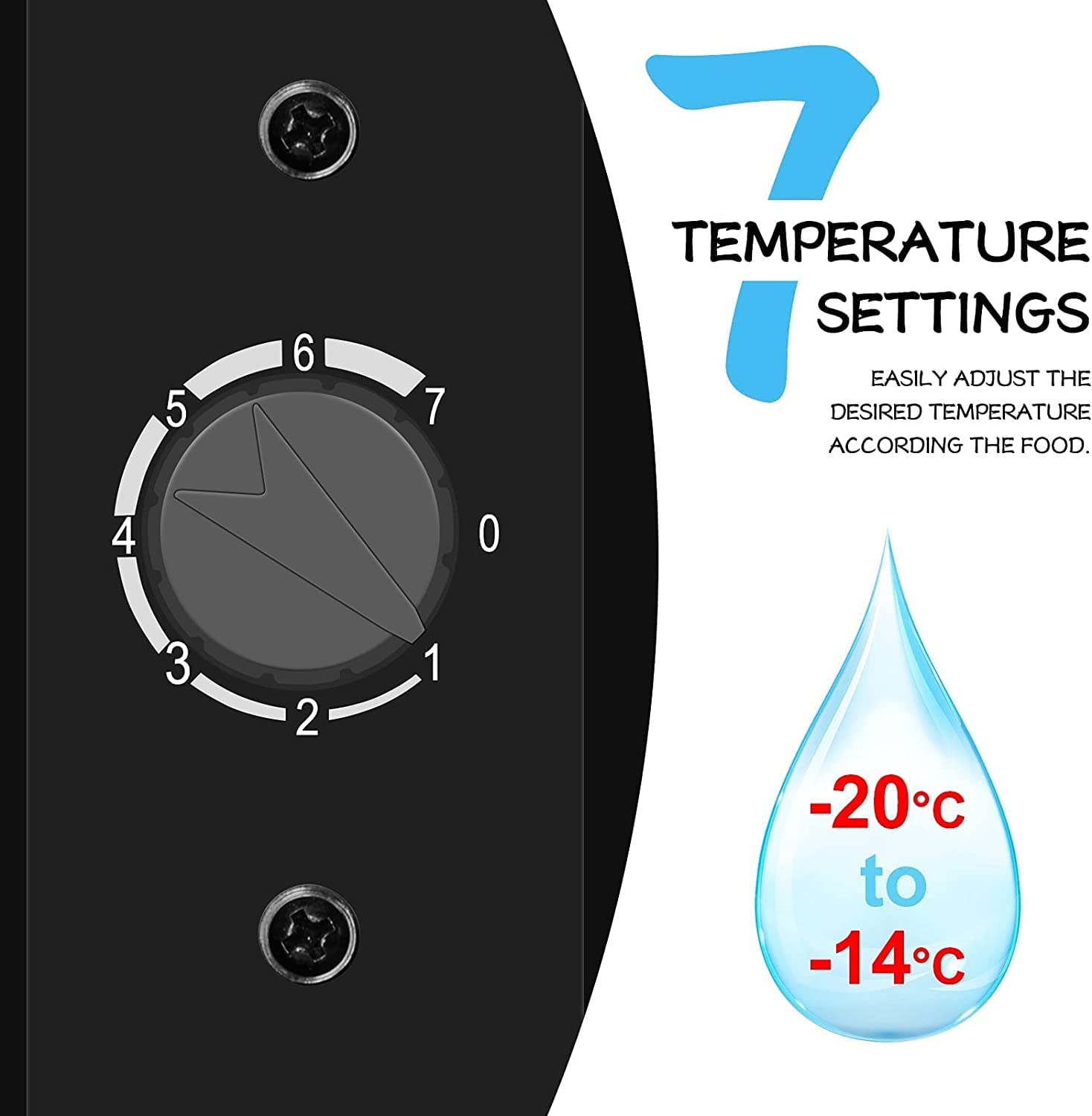 Mini Congelador, Pequeño Congelador Vertical, 31L, -14℃ a -20℃, Negro, Temperatura Regulable, Silenciosos para Hogares, Oficinas