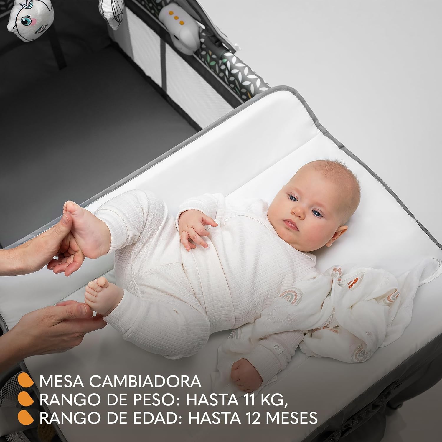 lionelo Sven Plus 2en1 Cuna de Viaje y Parque de bebés 0-36M para niños hasta 15 kg Función de Cambiador Mosquitero Apertura Lateral con Cremallera Ajuste de Altura Gris y Turquesa