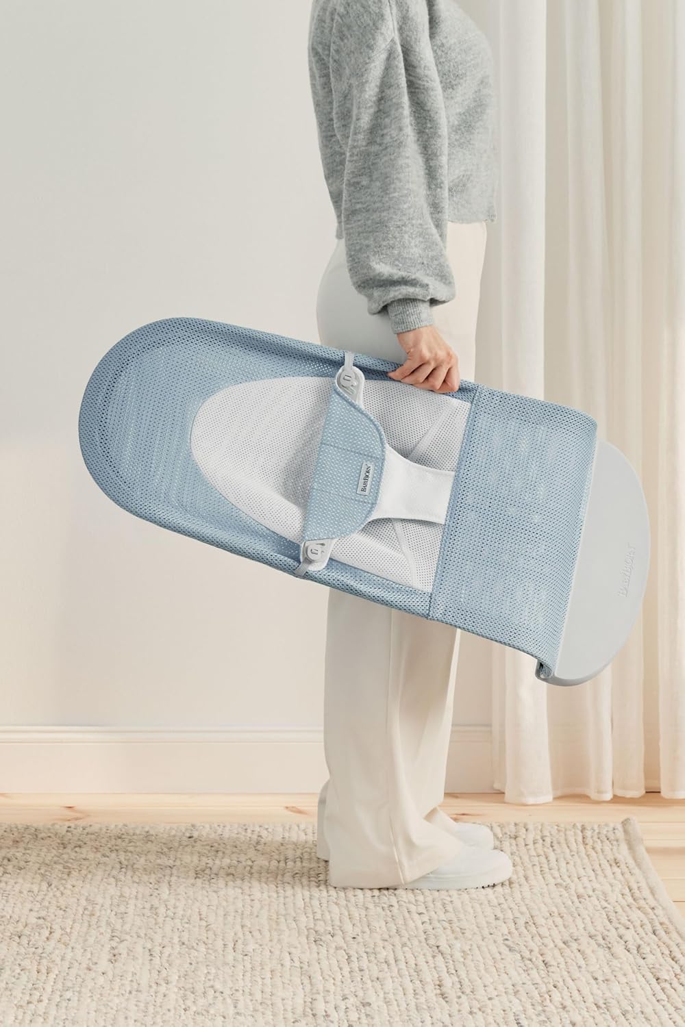 BabyBjörn Hamaca Balance Soft, Tejido/Jersey, Salvia claro/Gris