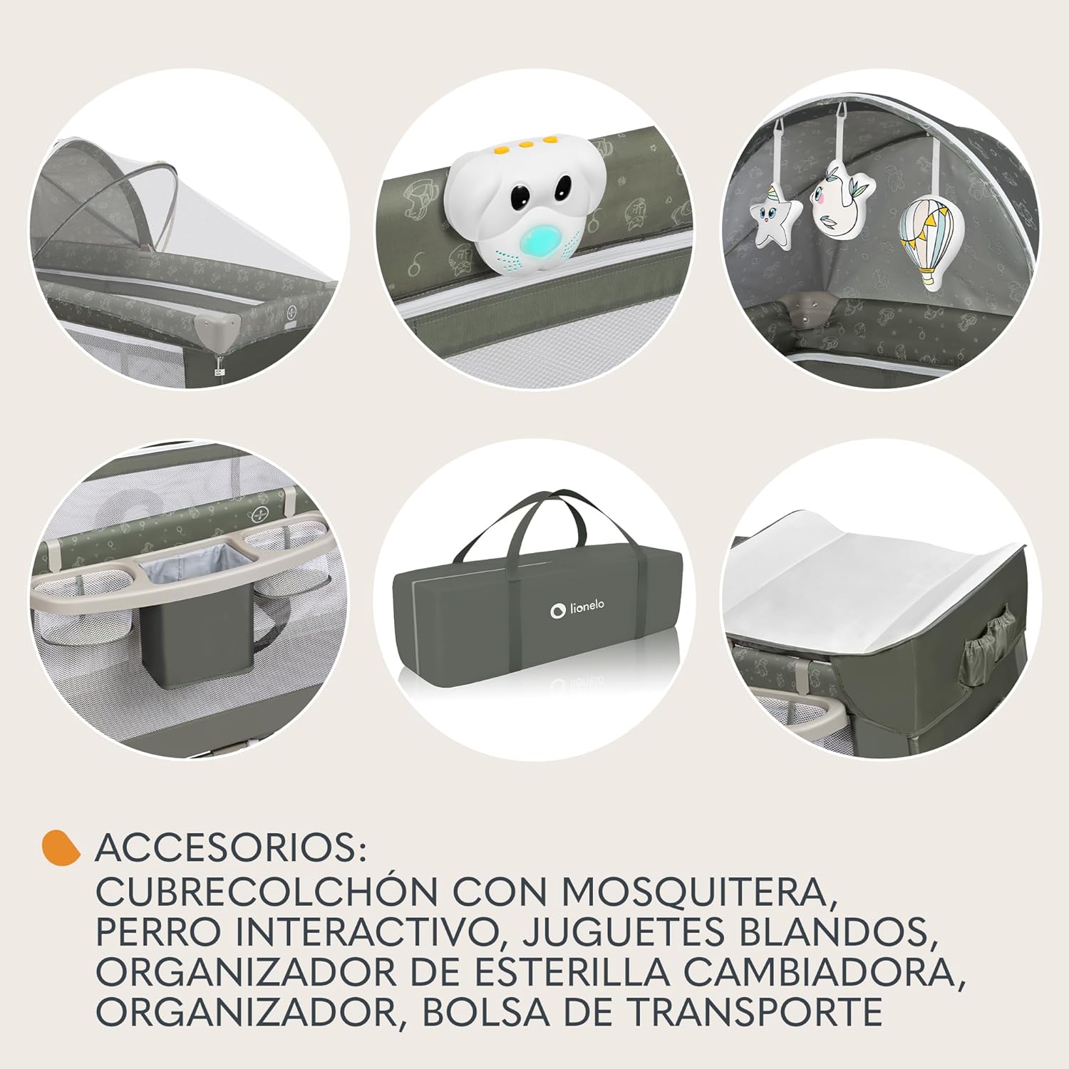 lionelo Sven Plus 2en1 Cuna de Viaje y Parque de bebés 0-36M para niños hasta 15 kg Función de Cambiador Mosquitero Apertura Lateral con Cremallera Ajuste de Altura Gris y Turquesa