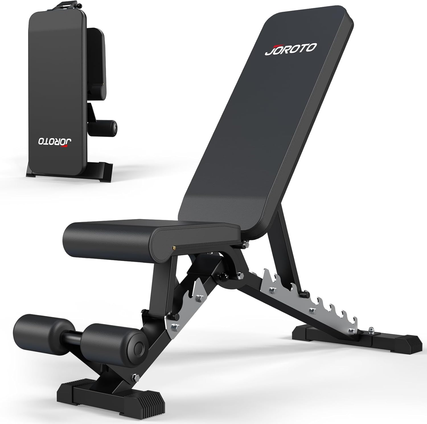 JOROTO Prensa de banco de pesas ajustable, banco de entrenamiento plegable de carga de 700 libras/800 libras/1000 libras para entrenamiento de fuerza de cuerpo completo