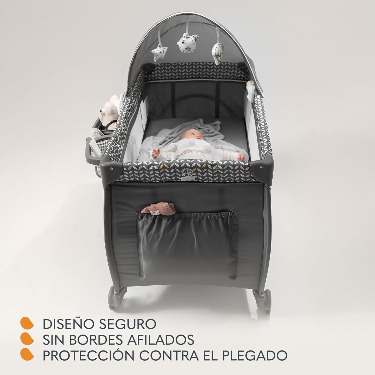 lionelo Sven Plus 2en1 Cuna de Viaje y Parque de bebés 0-36M para niños hasta 15 kg Función de Cambiador Mosquitero Apertura Lateral con Cremallera Ajuste de Altura Gris y Turquesa