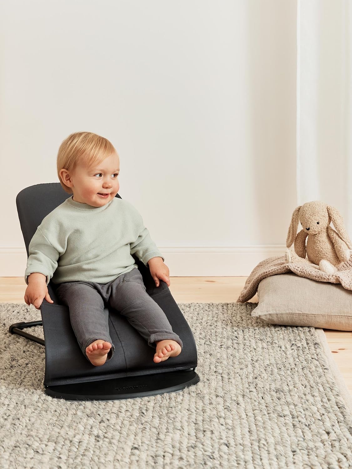 BabyBjörn Hamaca Balance Soft, Tejido/Jersey, Salvia claro/Gris