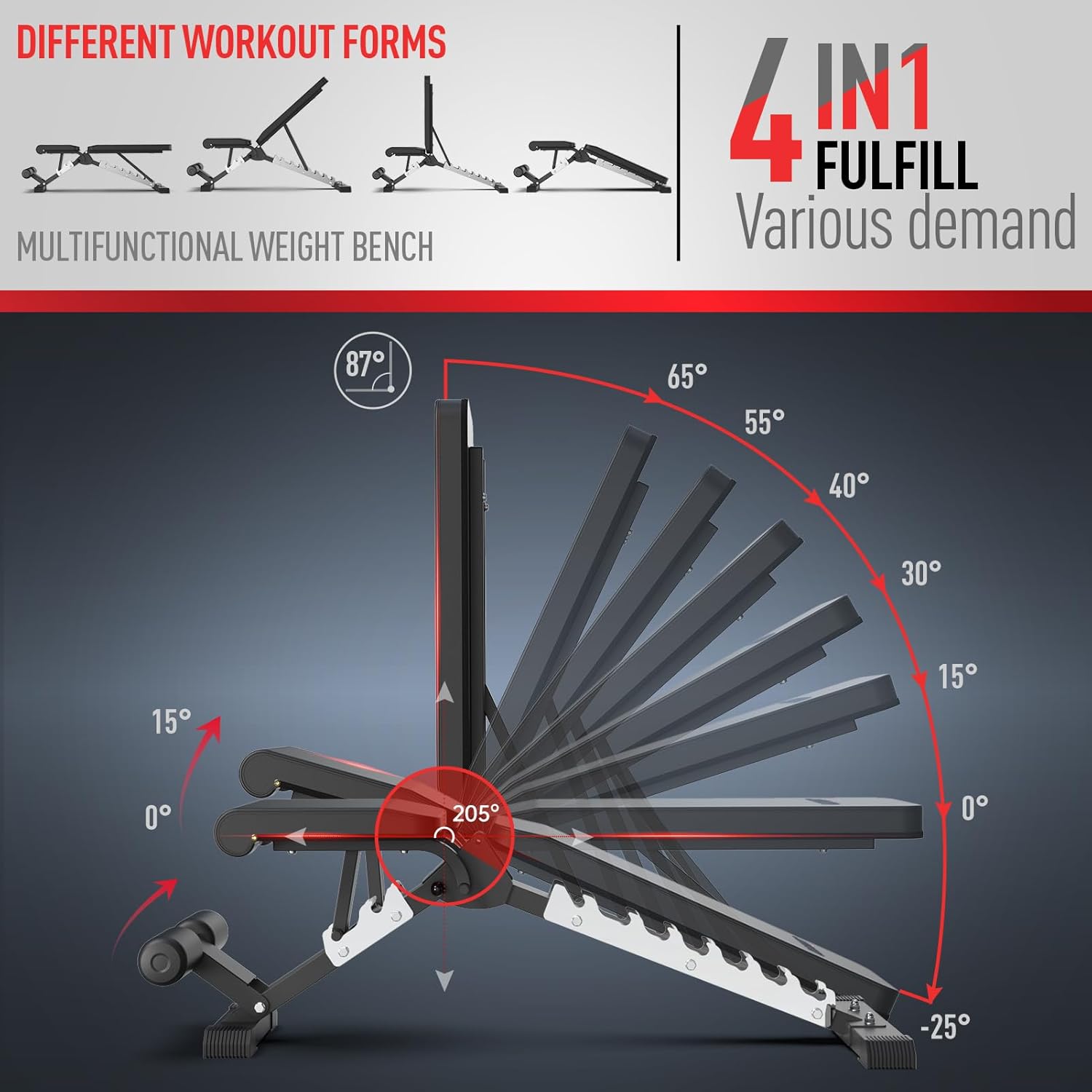 JOROTO Prensa de banco de pesas ajustable, banco de entrenamiento plegable de carga de 700 libras/800 libras/1000 libras para entrenamiento de fuerza de cuerpo completo