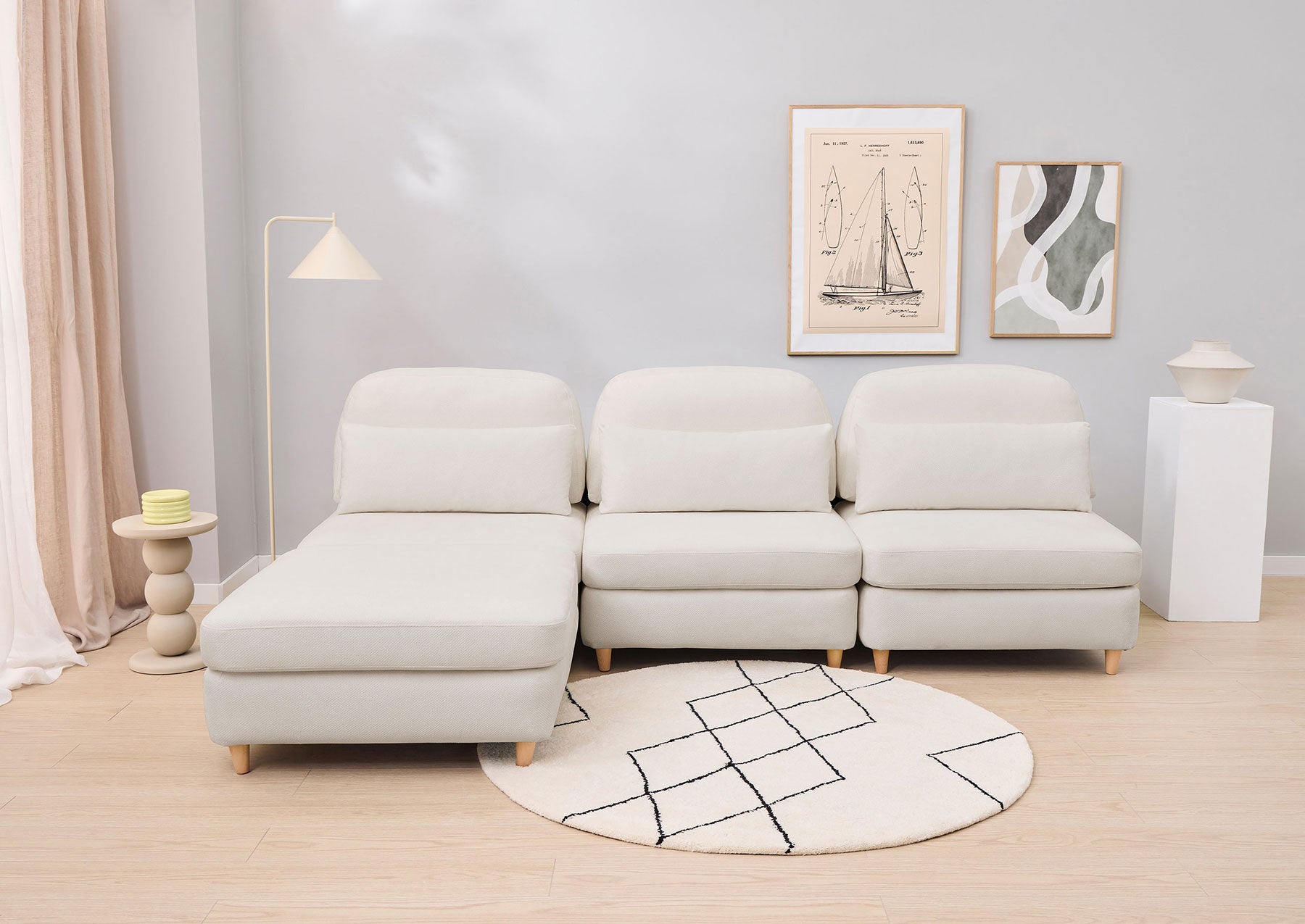 EL SOFÁ MODULAR - 3 módulos, con puff and brazos