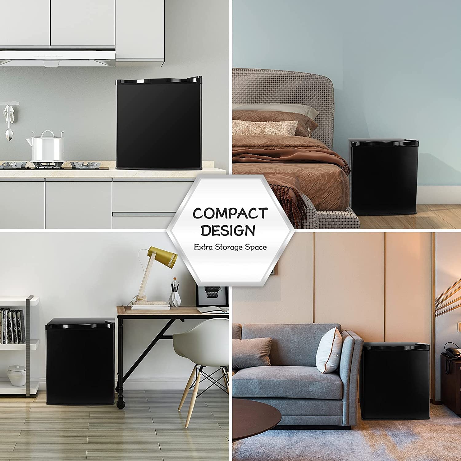 Mini Congelador, Pequeño Congelador Vertical, 31L, -14℃ a -20℃, Negro, Temperatura Regulable, Silenciosos para Hogares, Oficinas