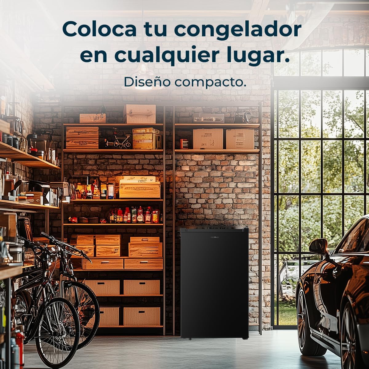 Cecotec Congelador Vertical Sobremesa 87L Bolero CoolMarket TF 87 Black. 83,6 cm de Altura y 50,6 cm de Ancho, Bajo Consumo, Puerta Plana y Reversible, Diseño Compacto, Blanco