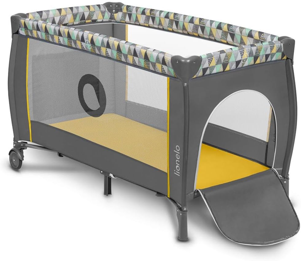 lionelo Sven Plus 2en1 Cuna de Viaje y Parque de bebés 0-36M para niños hasta 15 kg Función de Cambiador Mosquitero Apertura Lateral con Cremallera Ajuste de Altura Gris y Turquesa