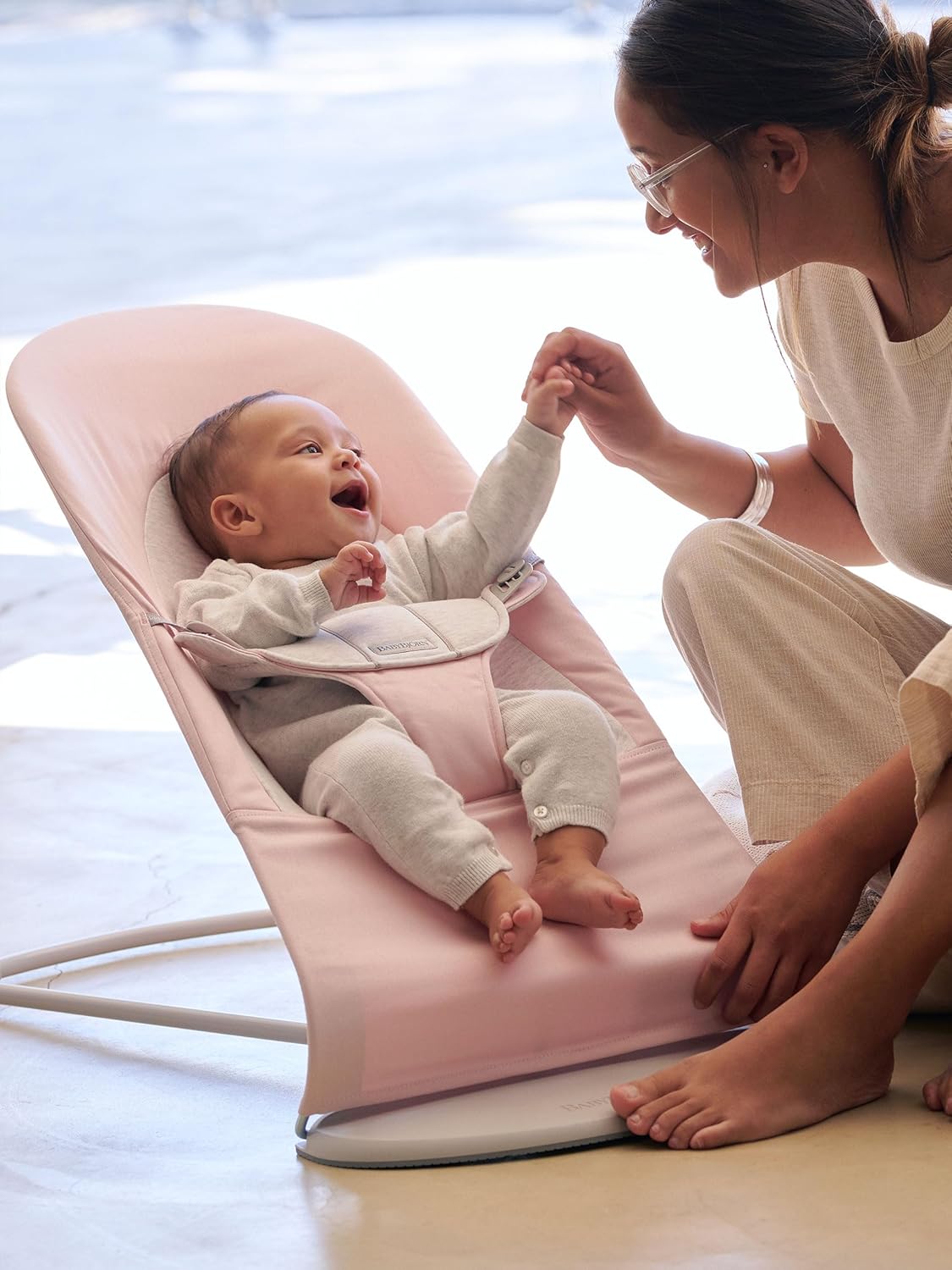 BabyBjörn Hamaca Balance Soft, Tejido/Jersey, Salvia claro/Gris