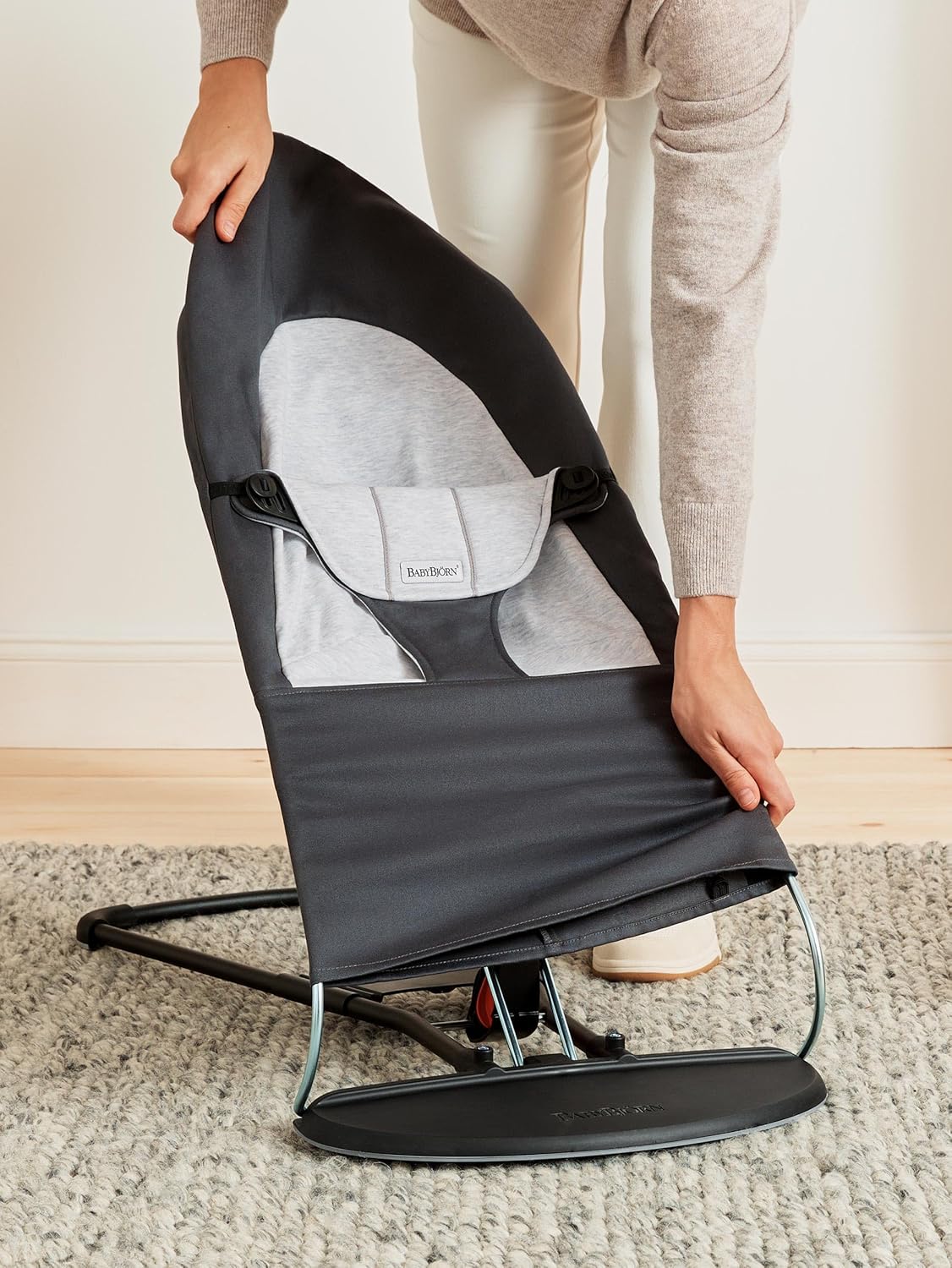 BabyBjörn Hamaca Balance Soft, Tejido/Jersey, Salvia claro/Gris