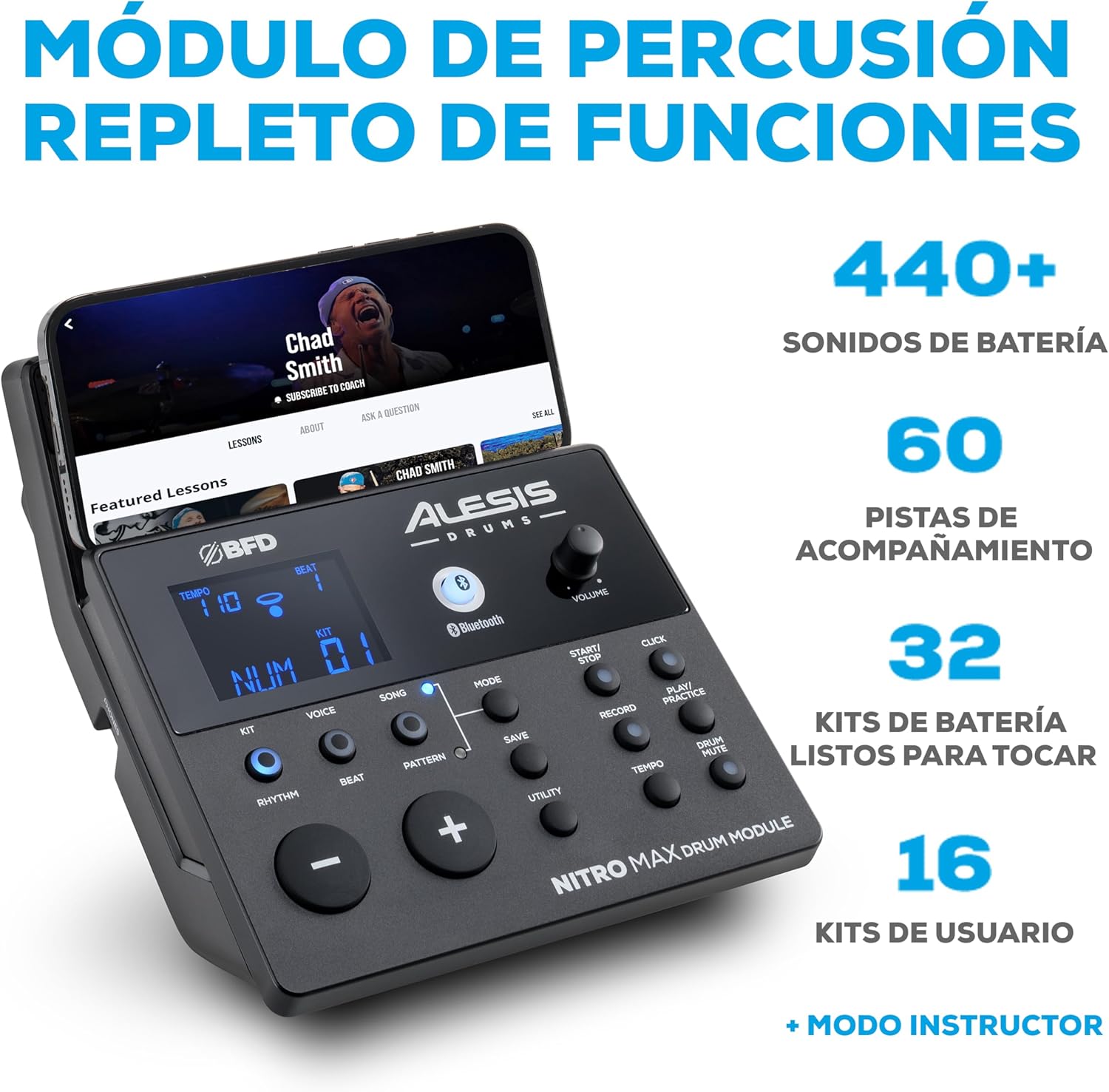 Alesis Nitro Max Kit Batería Electrónica con Parches Silenciosos de Malla, Caja de Doble Zona de 10