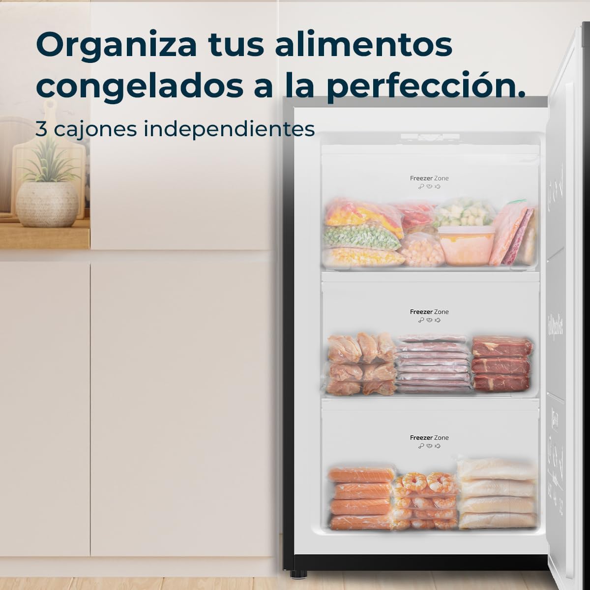 Cecotec Congelador Vertical Sobremesa 87L Bolero CoolMarket TF 87 Black. 83,6 cm de Altura y 50,6 cm de Ancho, Bajo Consumo, Puerta Plana y Reversible, Diseño Compacto, Blanco
