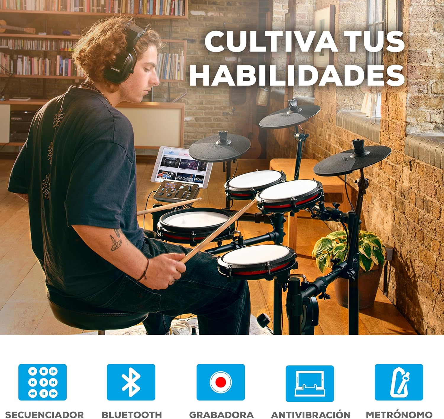 Alesis Nitro Max Kit Batería Electrónica con Parches Silenciosos de Malla, Caja de Doble Zona de 10