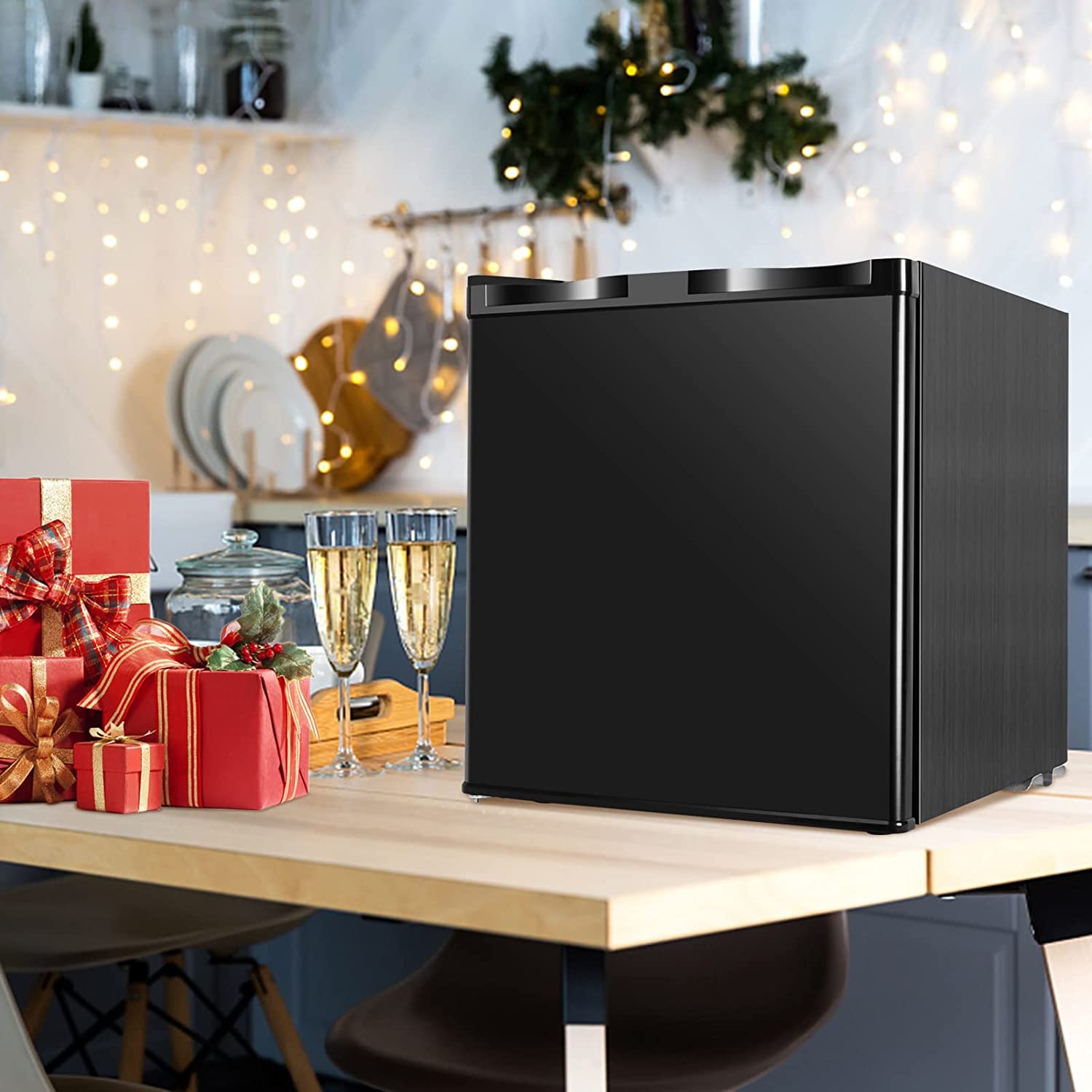 Mini Congelador, Pequeño Congelador Vertical, 31L, -14℃ a -20℃, Negro, Temperatura Regulable, Silenciosos para Hogares, Oficinas