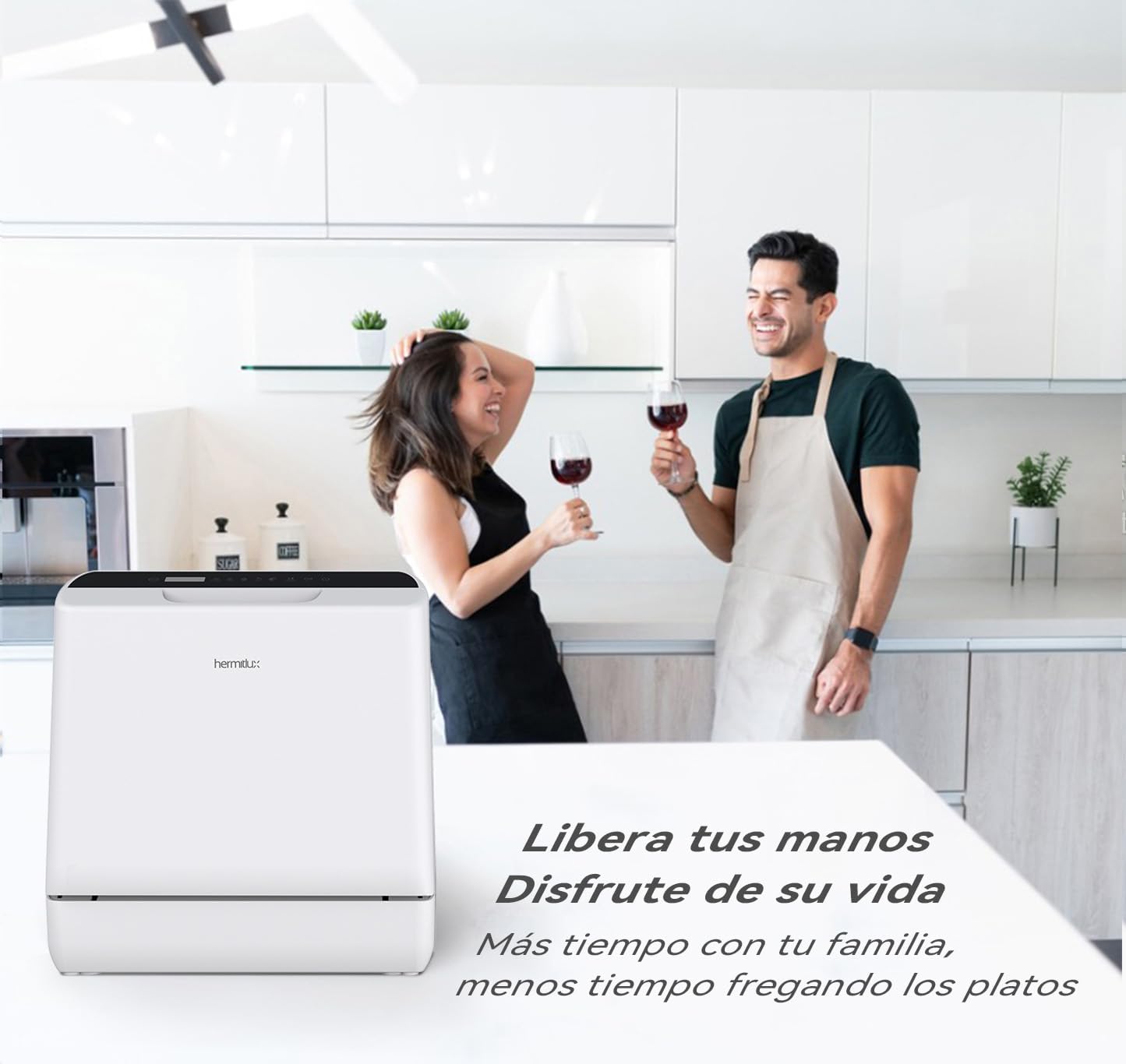 Mini lavavajillas compacto, para usar con o sin grifo, 43 cm de ancho, para 4 juegos, apto para camping, portatil, 175 kWh/año, Libre instalación, blanco