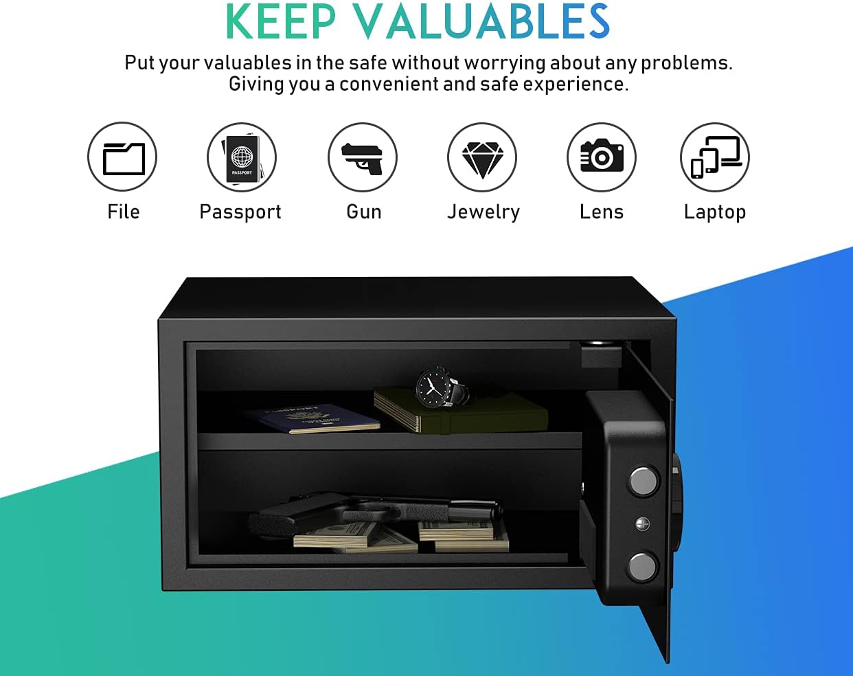 RPNB Luxury Safe and Lock, Safe, Digital Keypad Safe, Good Preservation for Home, Hotel and Office, Trade, Jewelry, Guns, Species. 51L