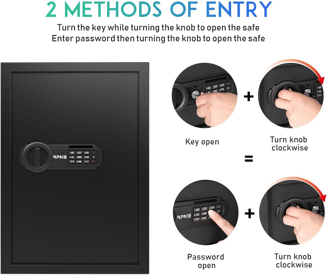 RPNB Luxury Safe and Lock, Safe, Digital Keypad Safe, Good Preservation for Home, Hotel and Office, Trade, Jewelry, Guns, Species. 51L