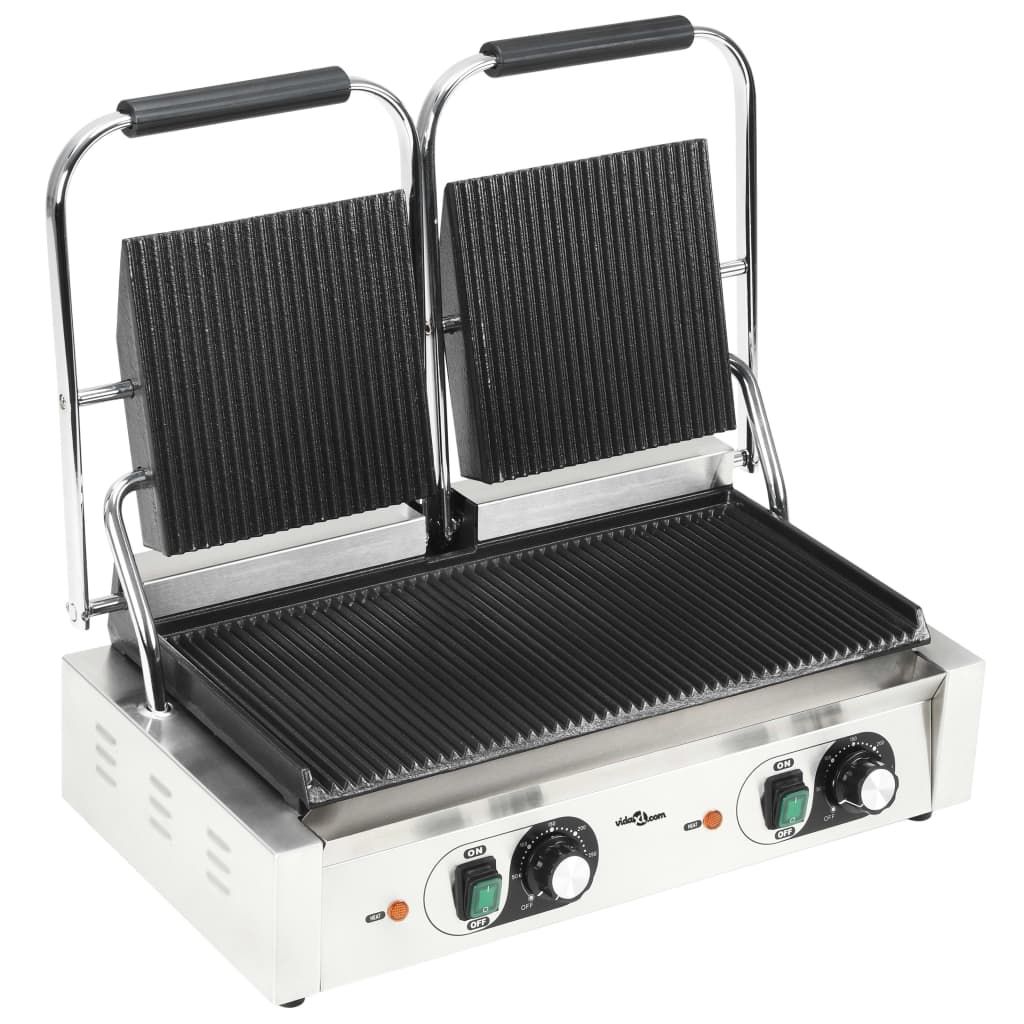 Grill Parrilla Estriada Doble 3600 W 57x30,5x20 Cm Vidaxl