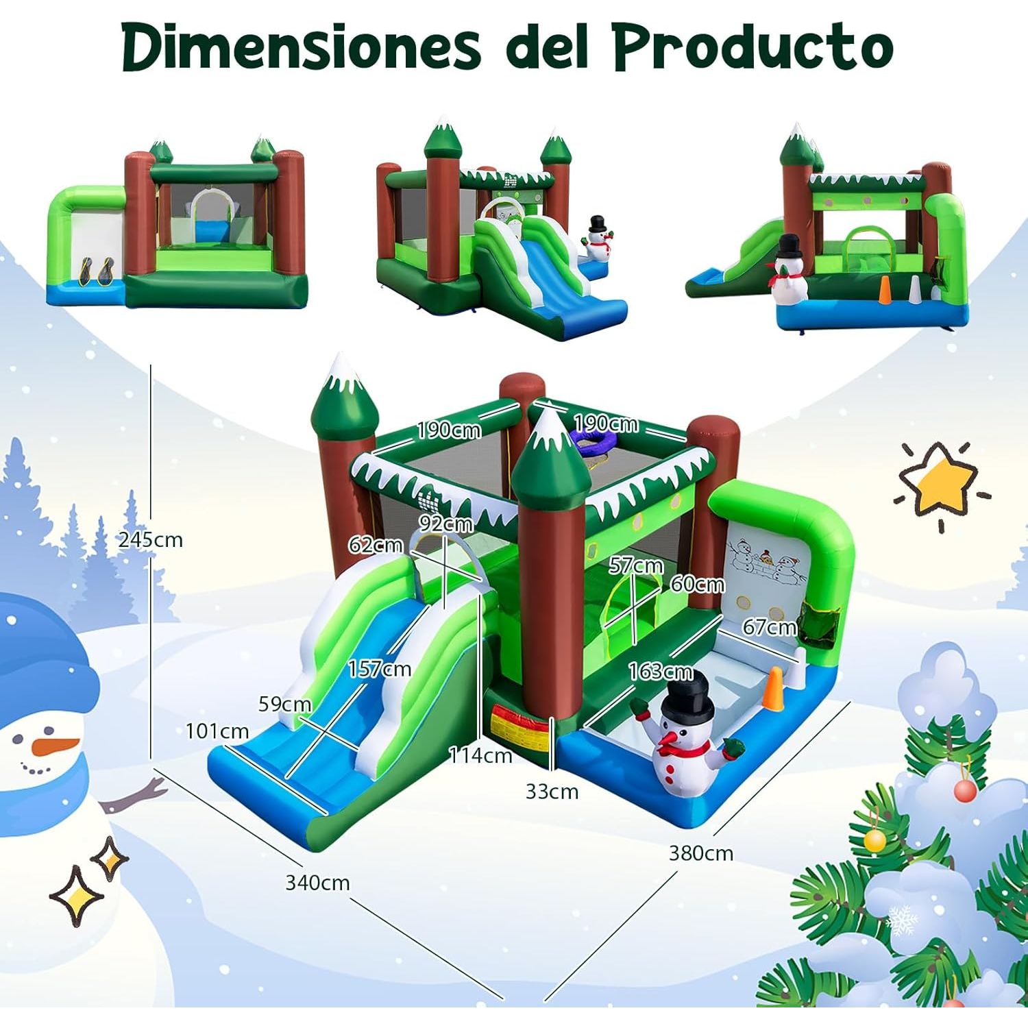 Castillo Hinchable Para Niños 3-10 Años, Castillo Hinchable Grande Temático Costway 163 X 67 X 33 Cm