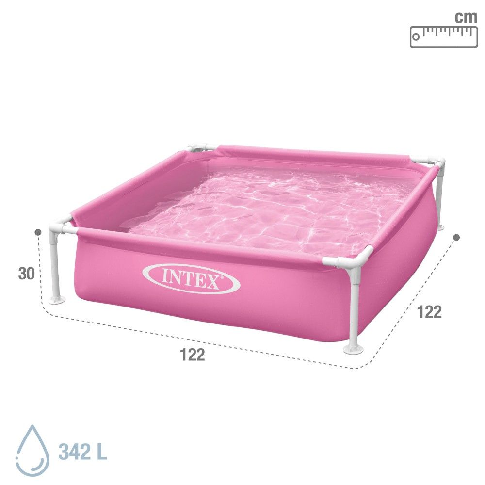 Piscina Desmontable Tubular Cuadrada Pvc 122x122x30cm Rosa Intex