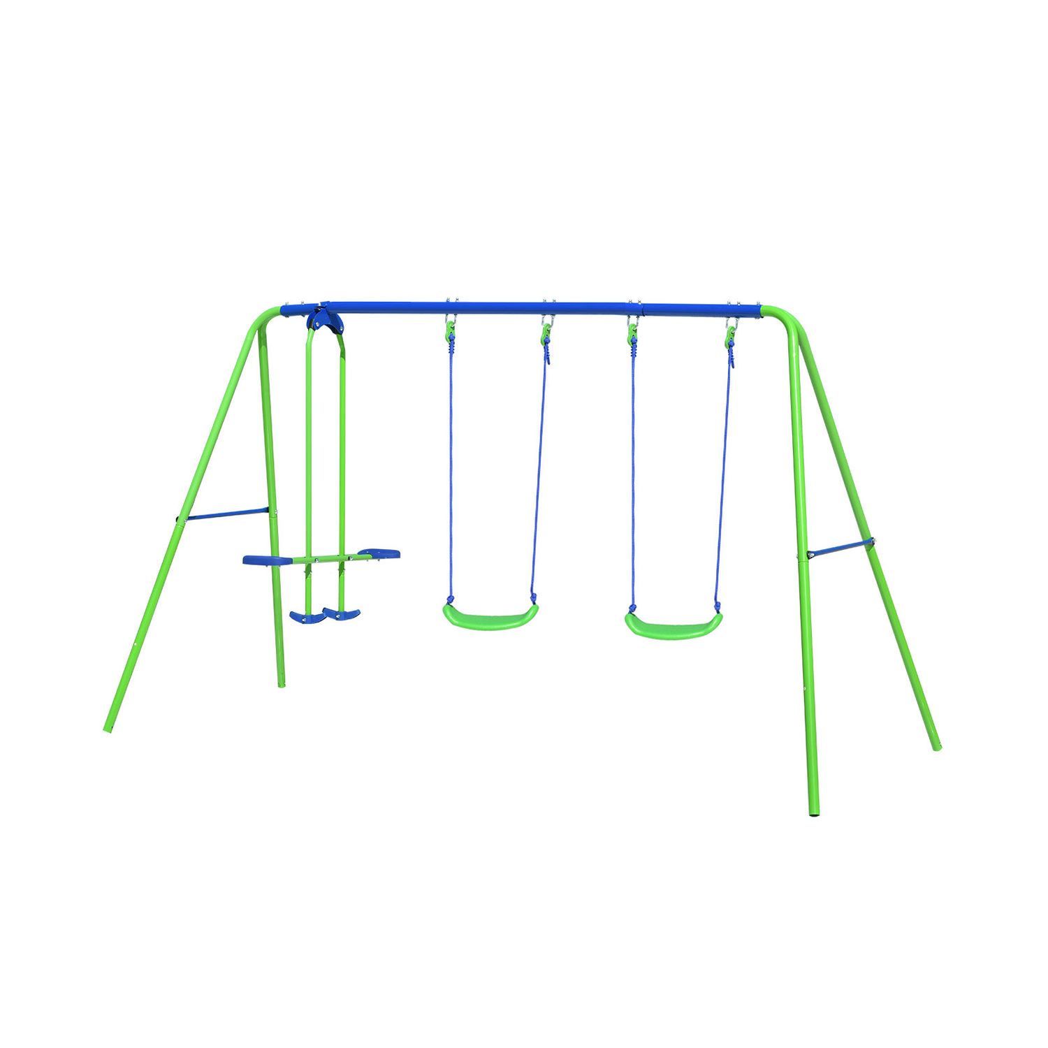 Columpio Doble Balancín Infantil Para Jardín + 3 Años Juego Para Niños De Metal Outdoor Toys 280x140x180 Cm Carga 45 Kg