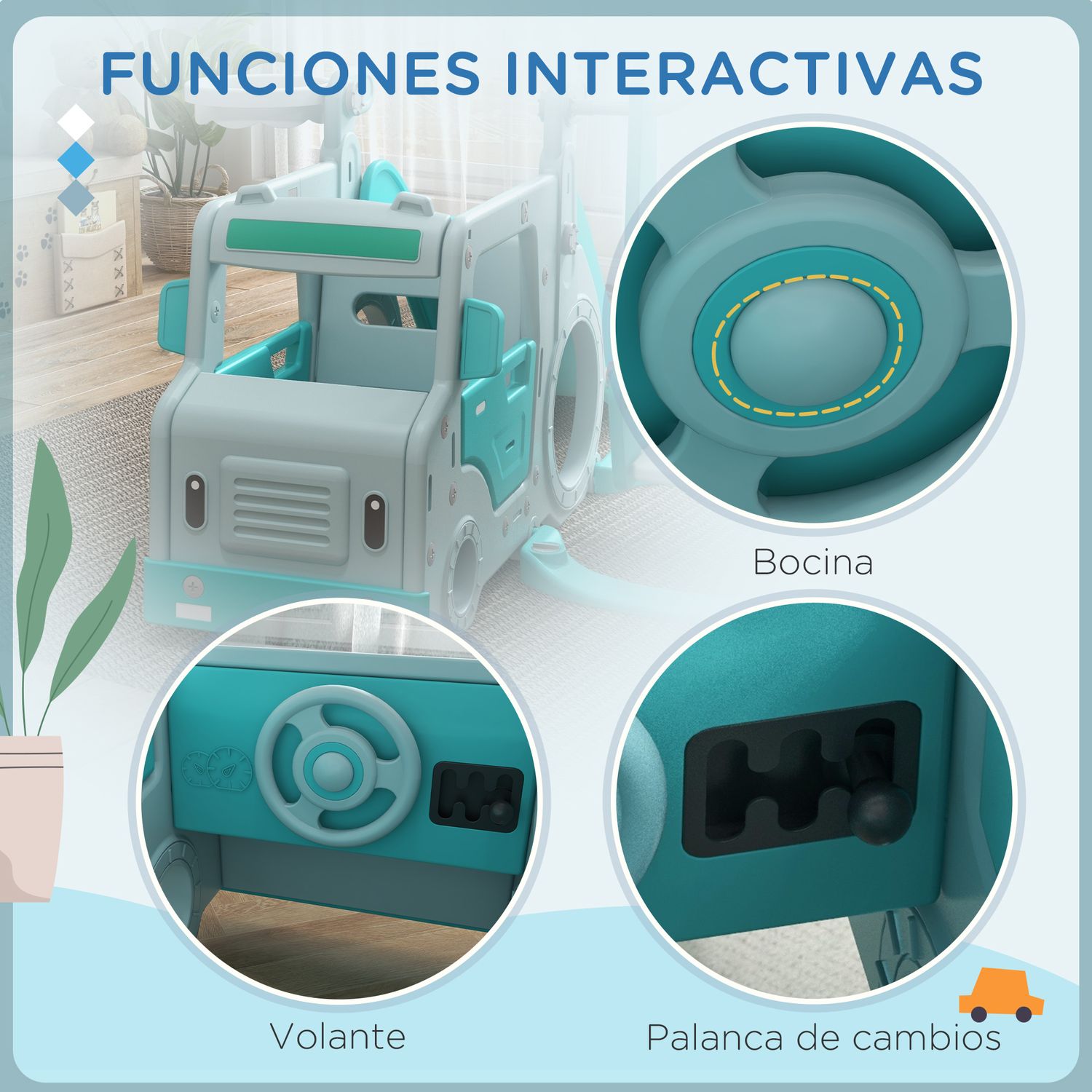 Juego De Tobogán Y Columpio Para Niños 6 En 1 Azul Claro Aiyaplay