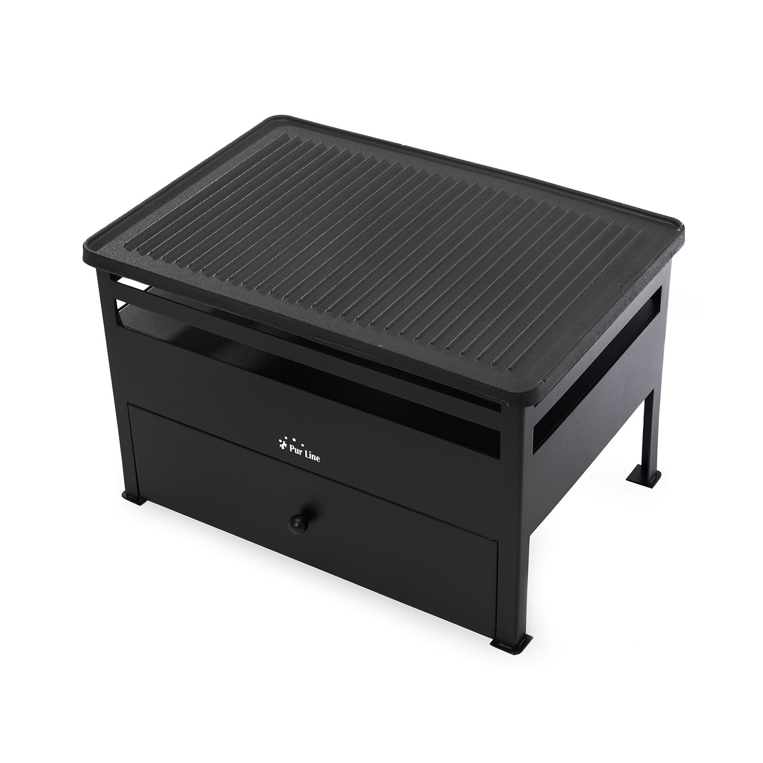 Barbacoa De Etanol 1.5l Acero Rojo Y Plancha Rectangular De Hierro