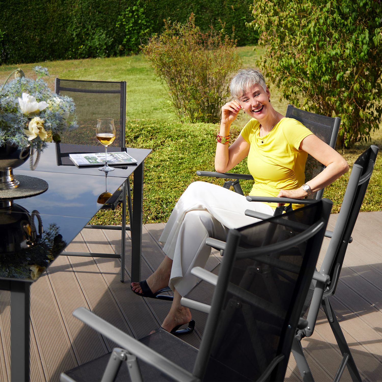 Conjunto De Sillas De Aluminio 8+1 - Gris Oscuro