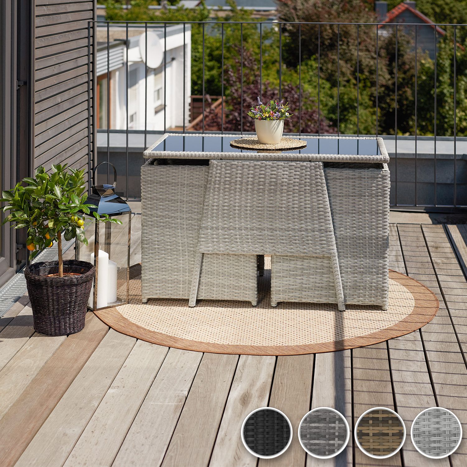 Conjunto De Ratán Lausanne - Natural