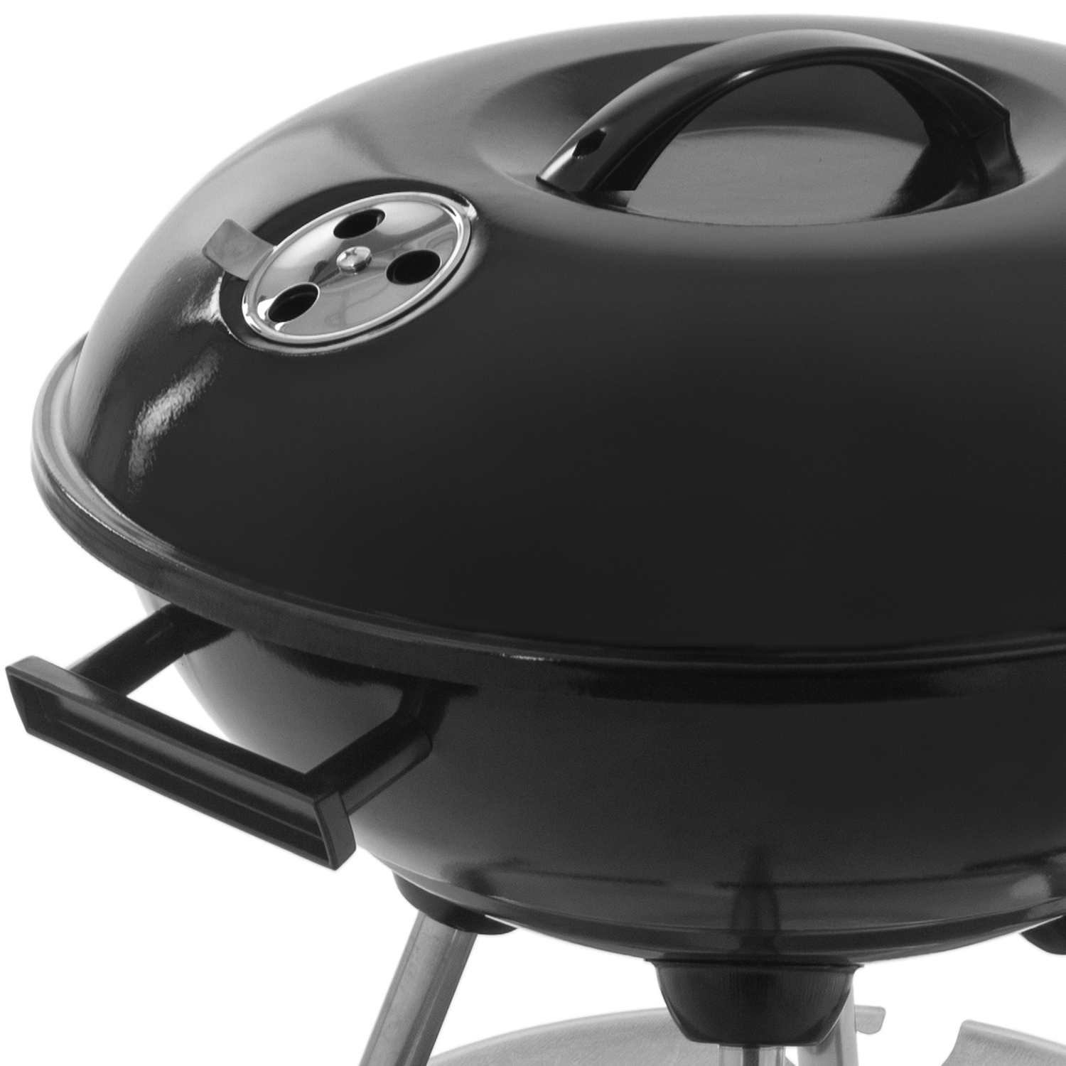 Primematik - Barbacoa De Carbón De 41x70 Cm Redonda Con Tapa Y Ruedas Bbq Grill Para Jardín Y Camping Kh51000