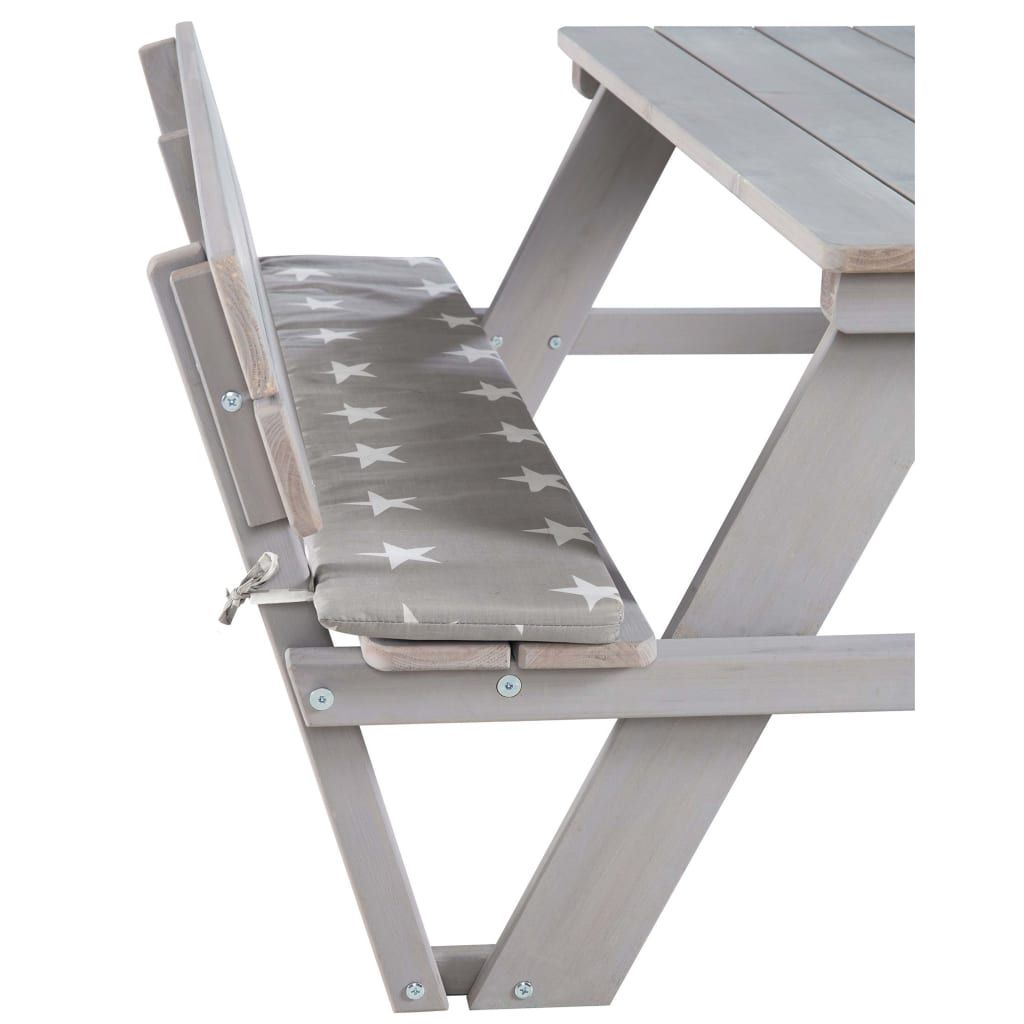 Conjunto De Banco Para Pícnic Con Respaldo Gris Roba