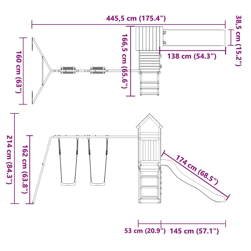 Parque Infantil De Exterior Madera De Pino Impregnada Vidaxl