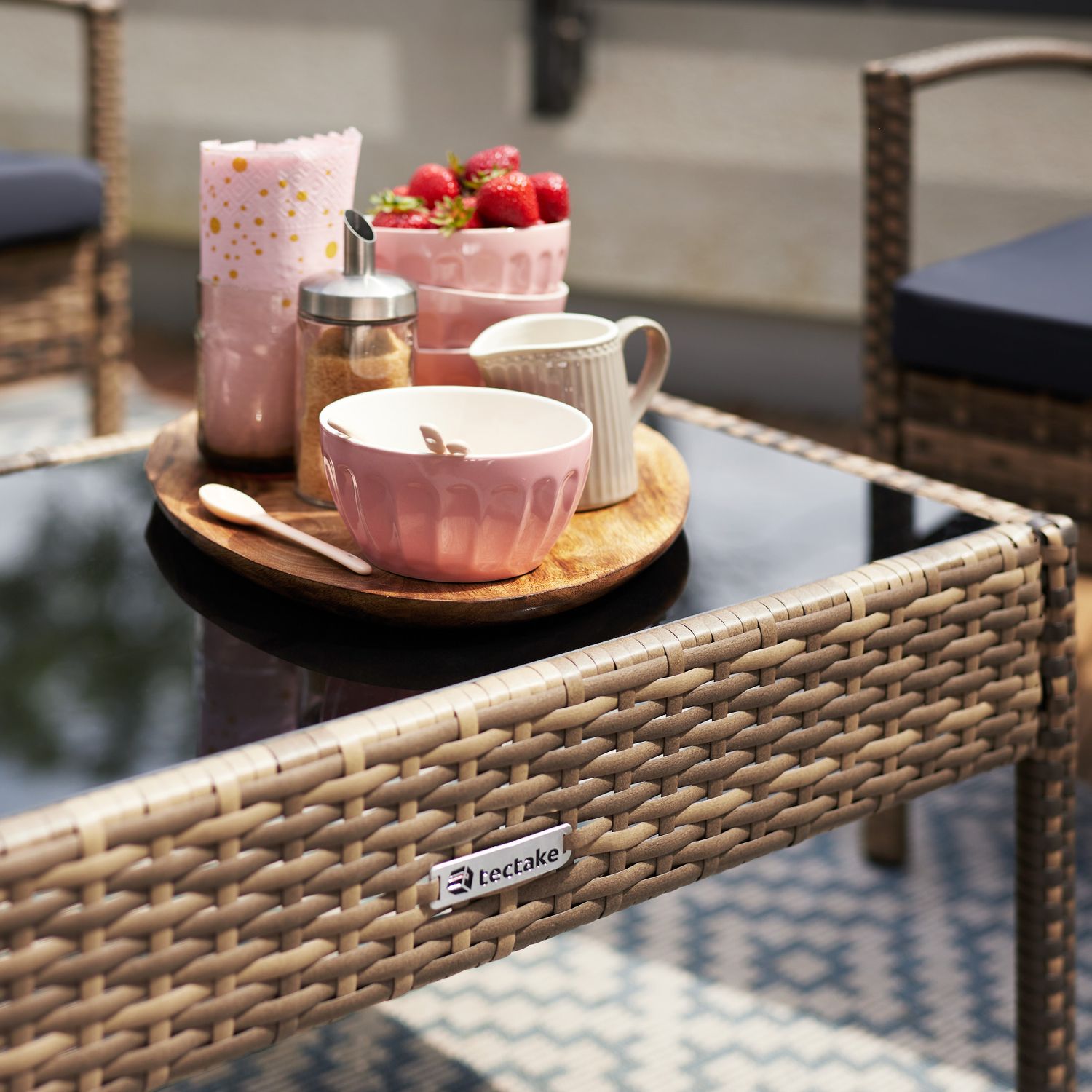 Conjunto De Ratán Esparta 3+1 - Gris