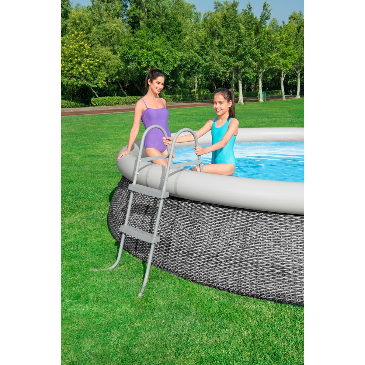 Escalera Para Piscina Plástico - Bestway. Gris